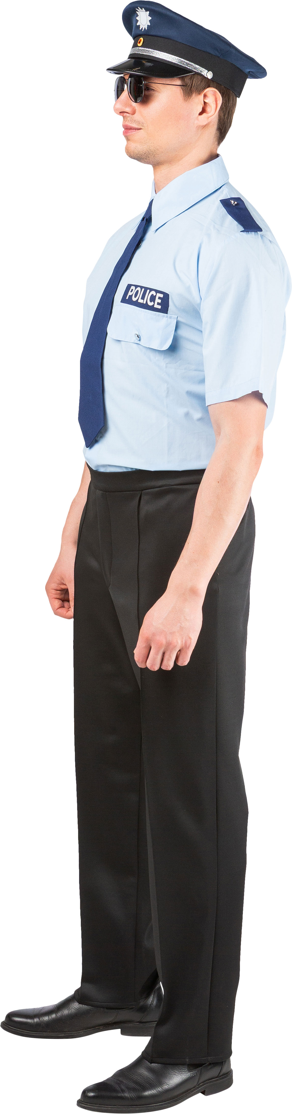 Chemise policier avec cravate, bleu