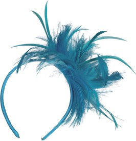 Serre tête à plumes, turquoise