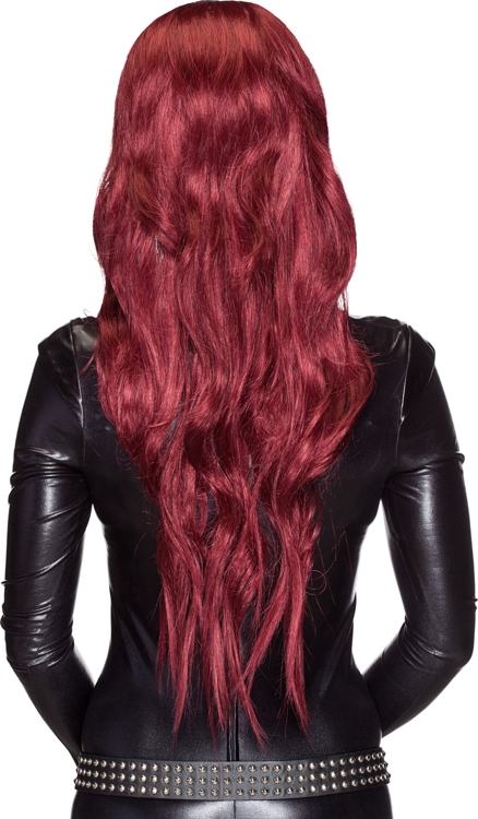 Damenperücke extra lang, burgundi
