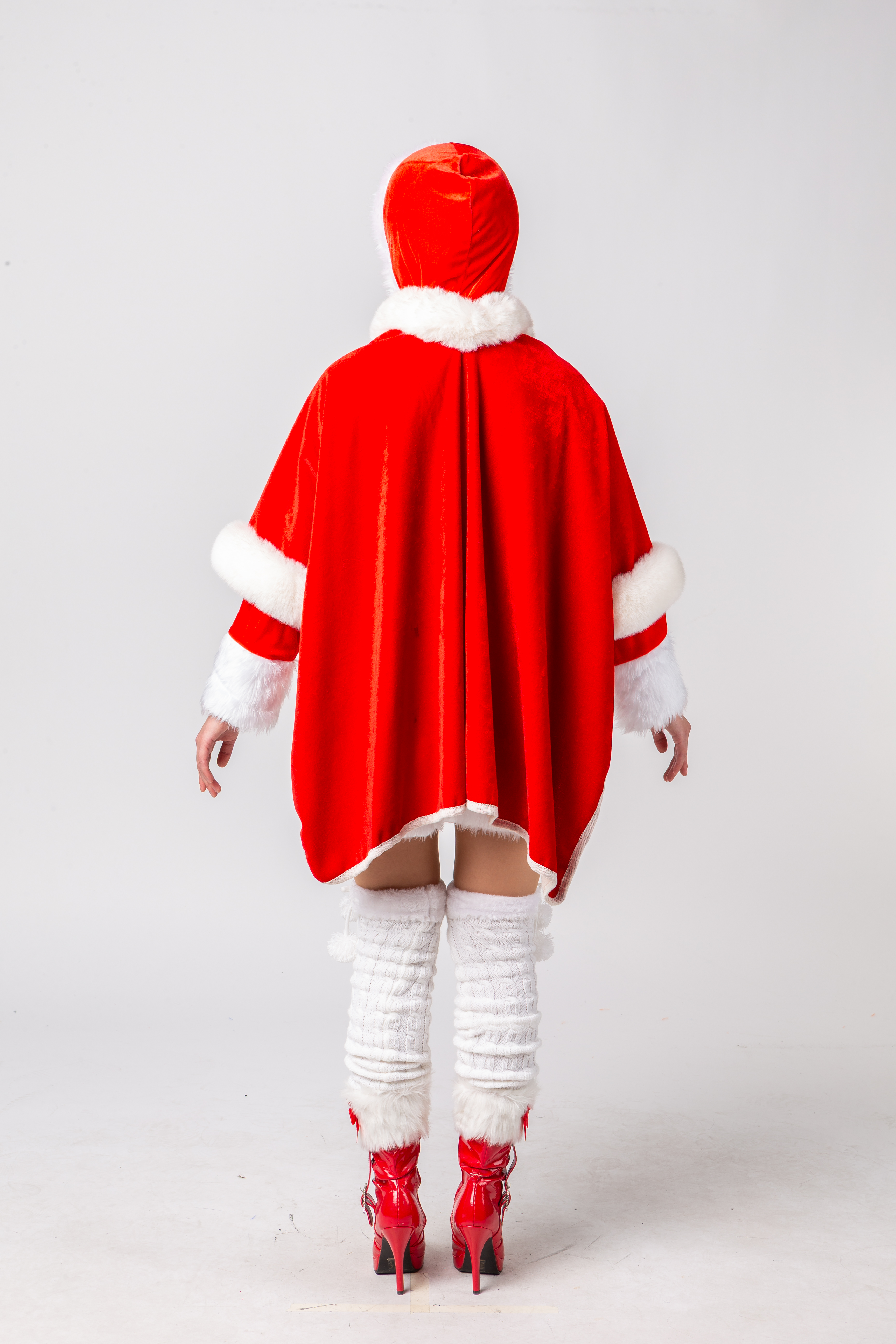 Poncho, rot-weiß