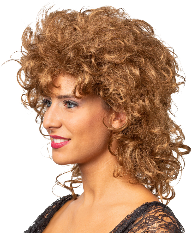 Ladies wig 80's, tousled, brown