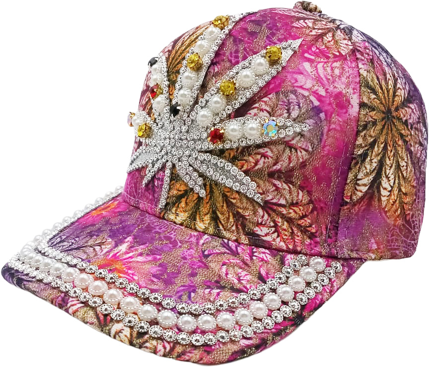 Rhinestone cap, pink, weed