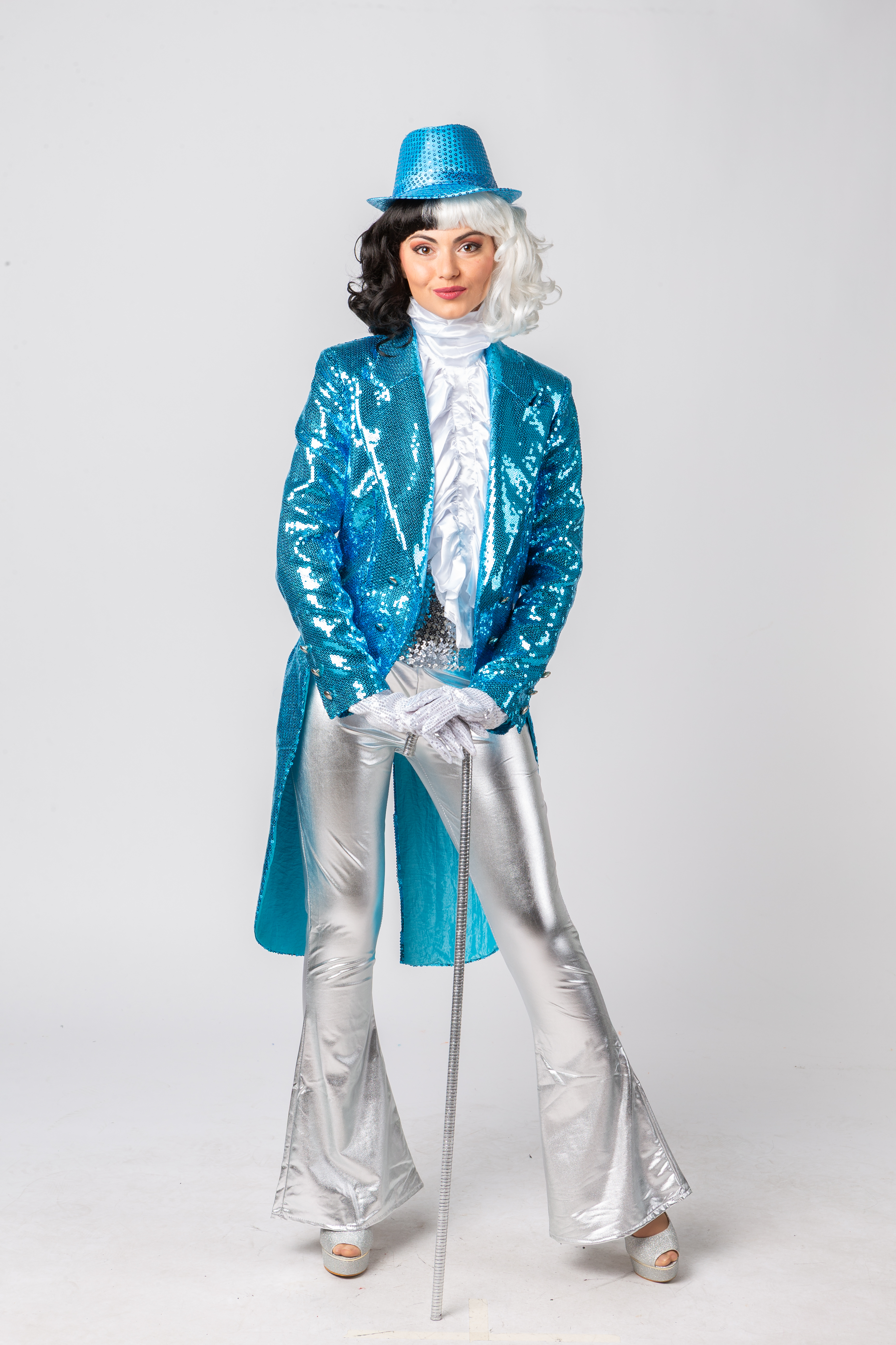 Ladies tailcoat sequin, turquoise