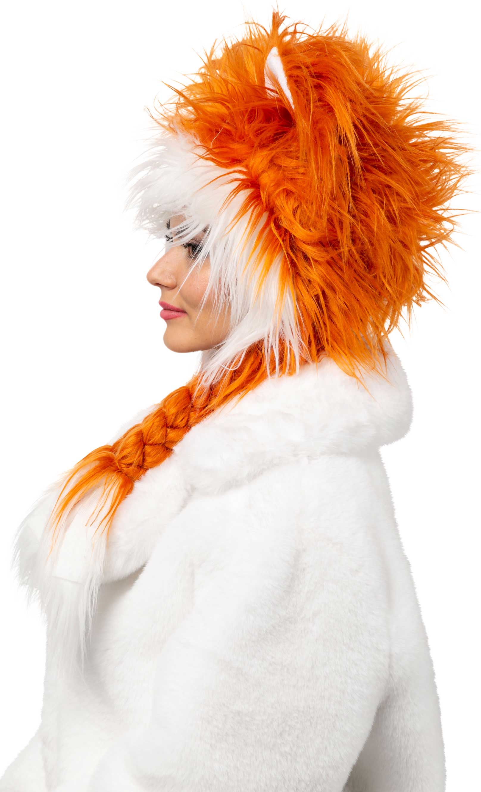 Bonnet en peluche hirsute, renard