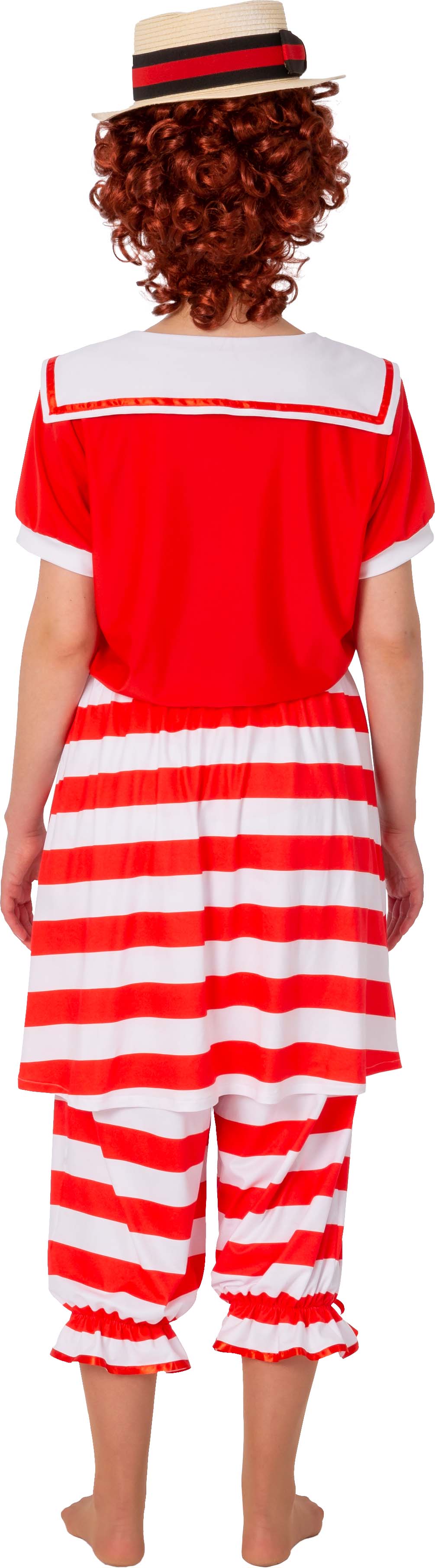 Swim dress retro, red and white striped, ladies