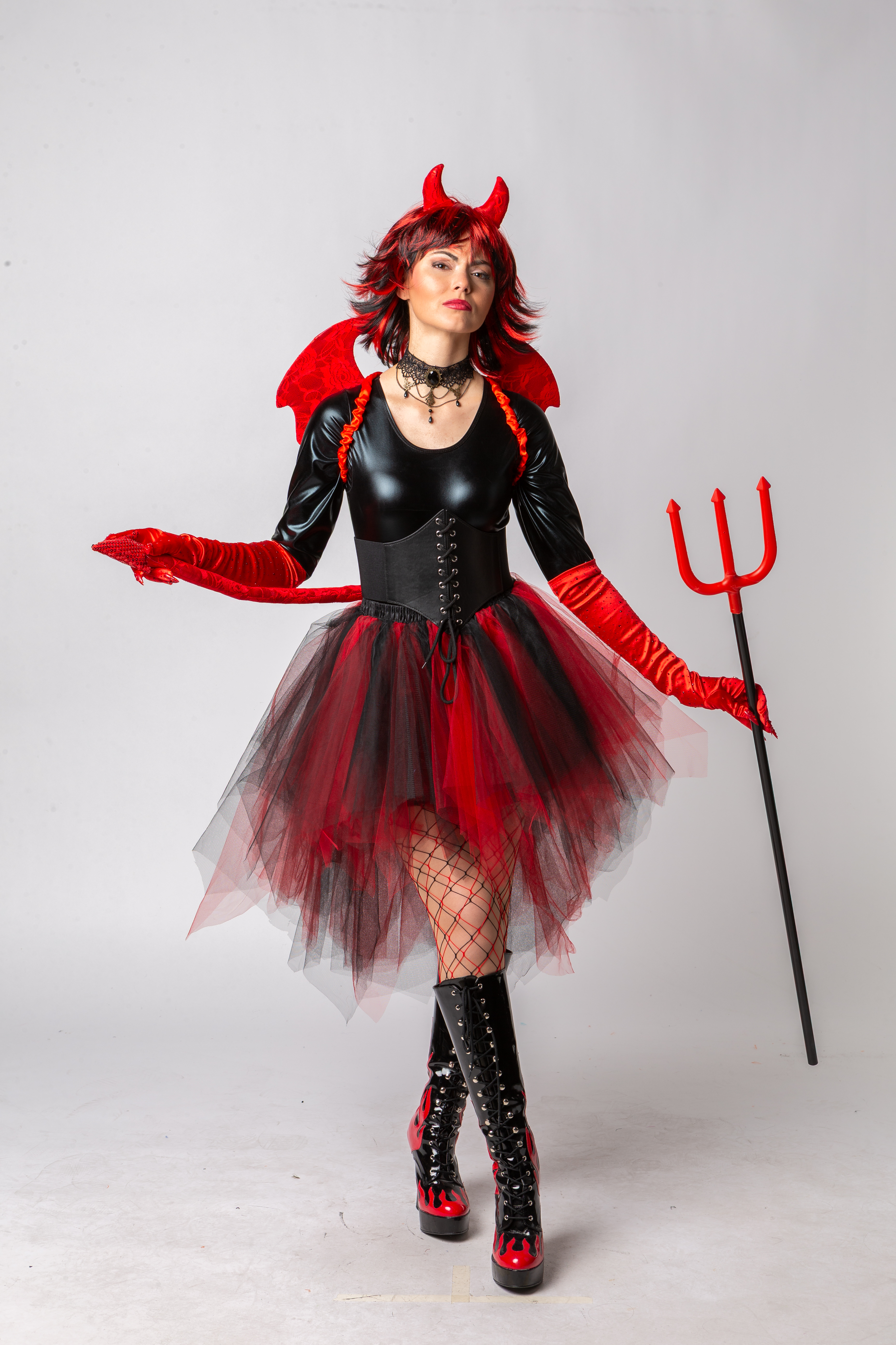 Tutu Vokuhila, rot/schwarz