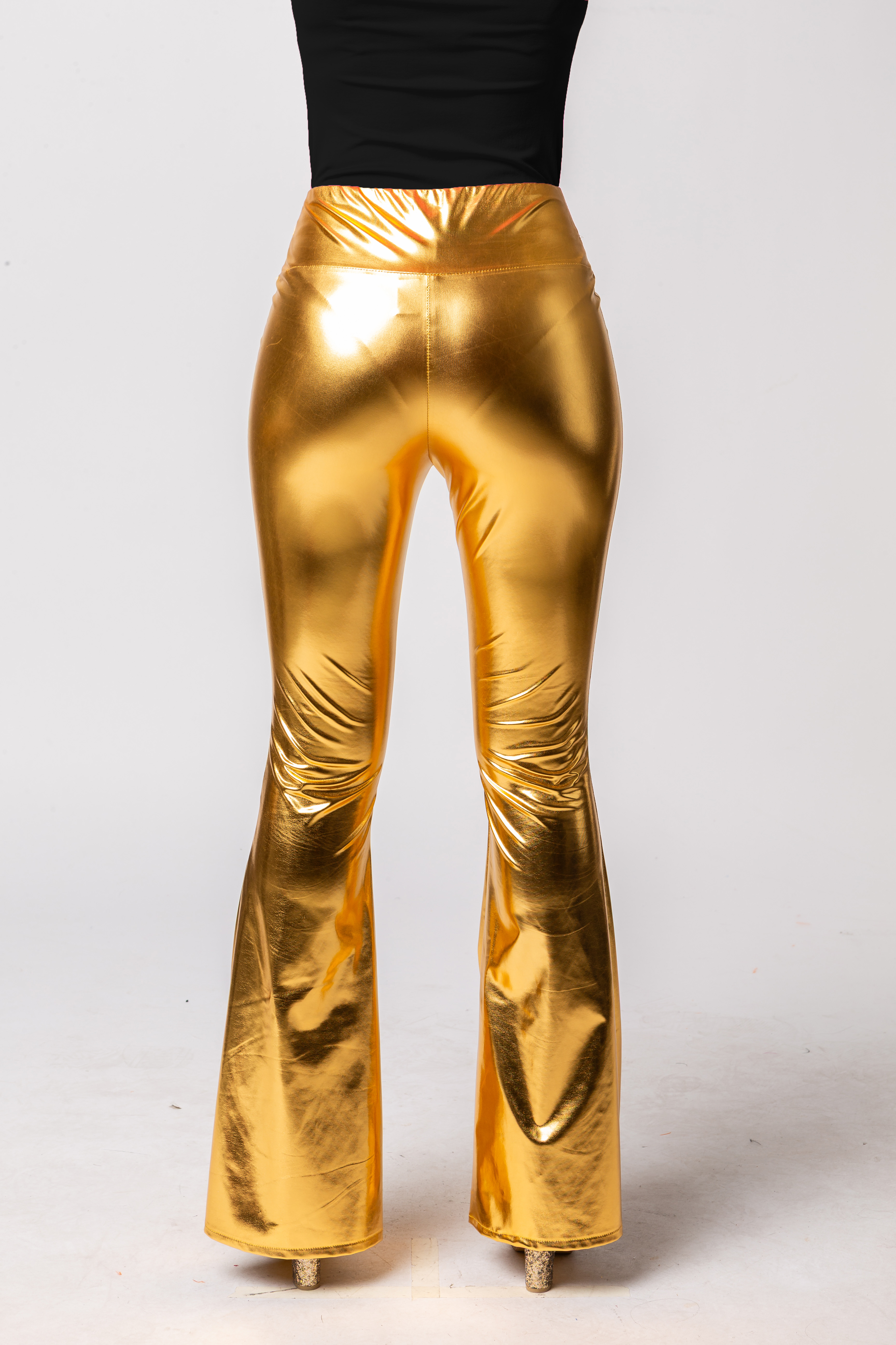 Leggings à pattes deph, doré, taille haute