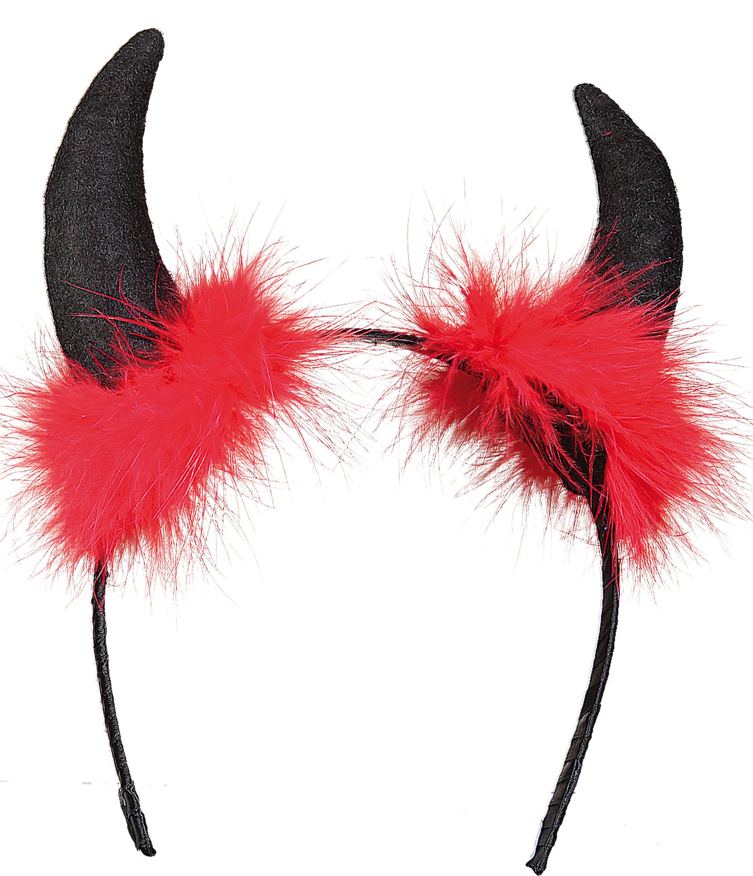 Devil hairband, black horns with red marabu