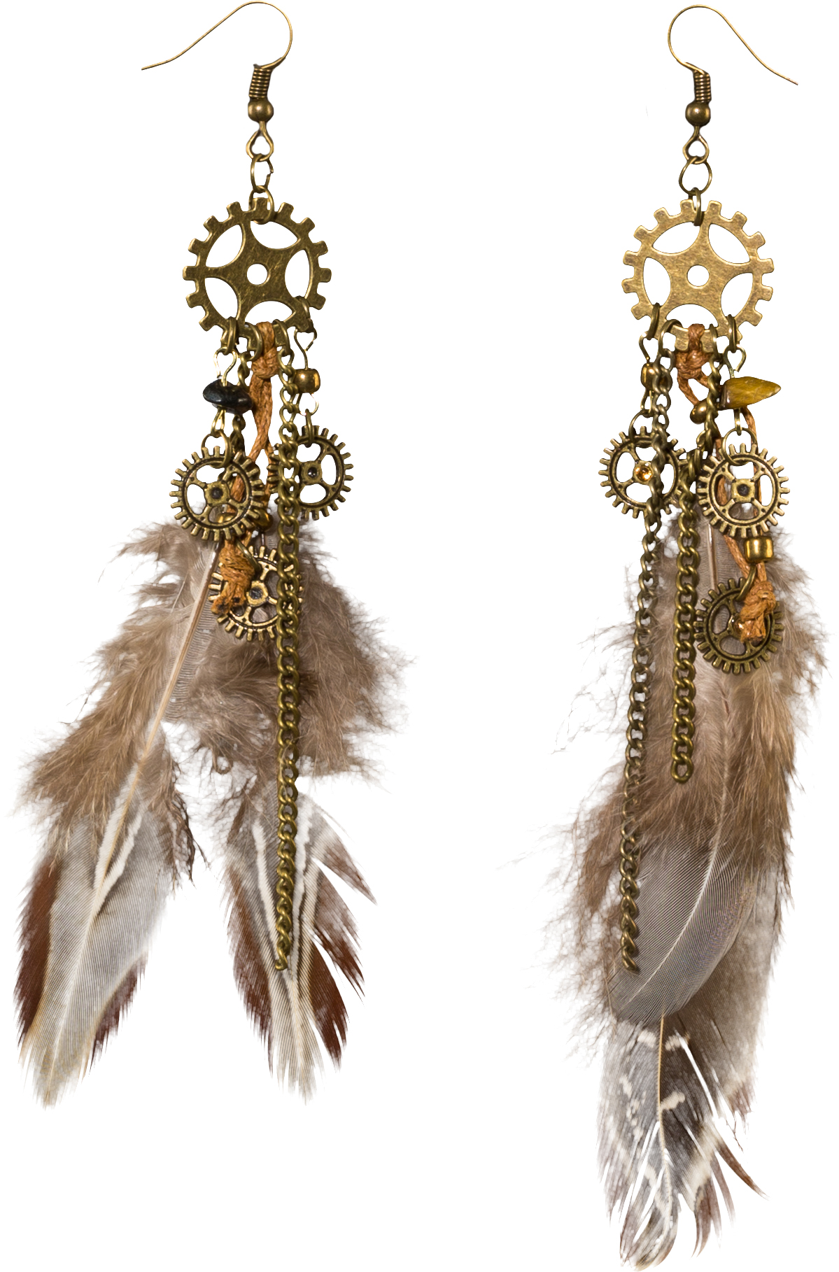 Steampunk Earrings with feather