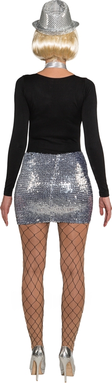 Sequined mini skirt/top, silver