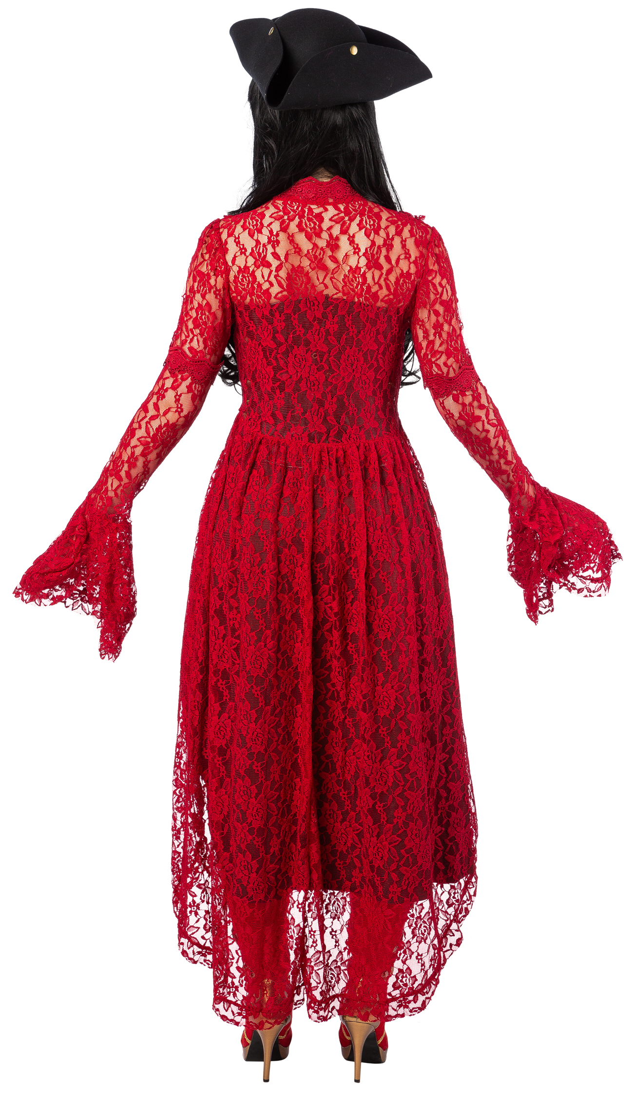 Lace tailcoat with hook fastening, red 40/42