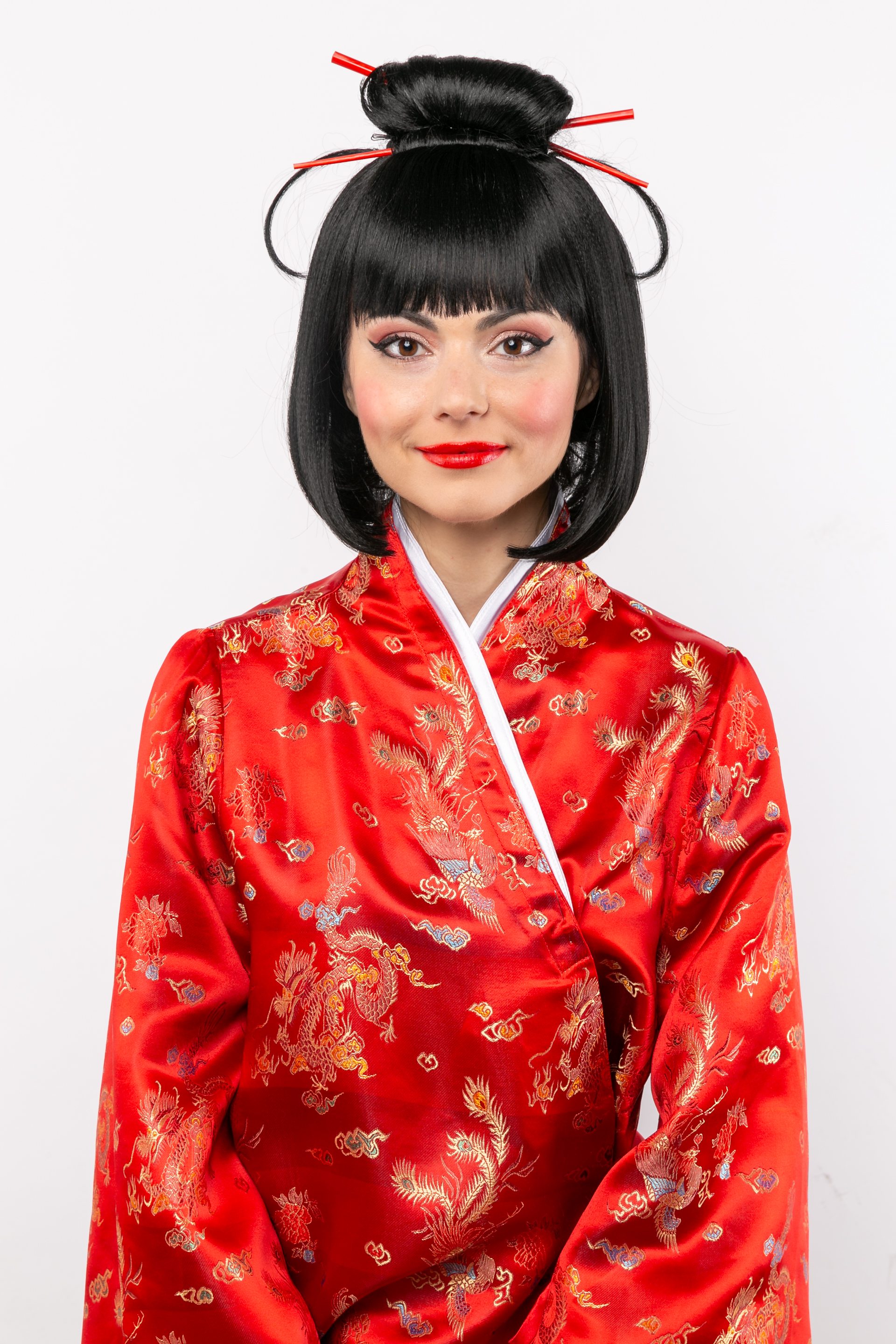 Perücke Geisha, schwarz