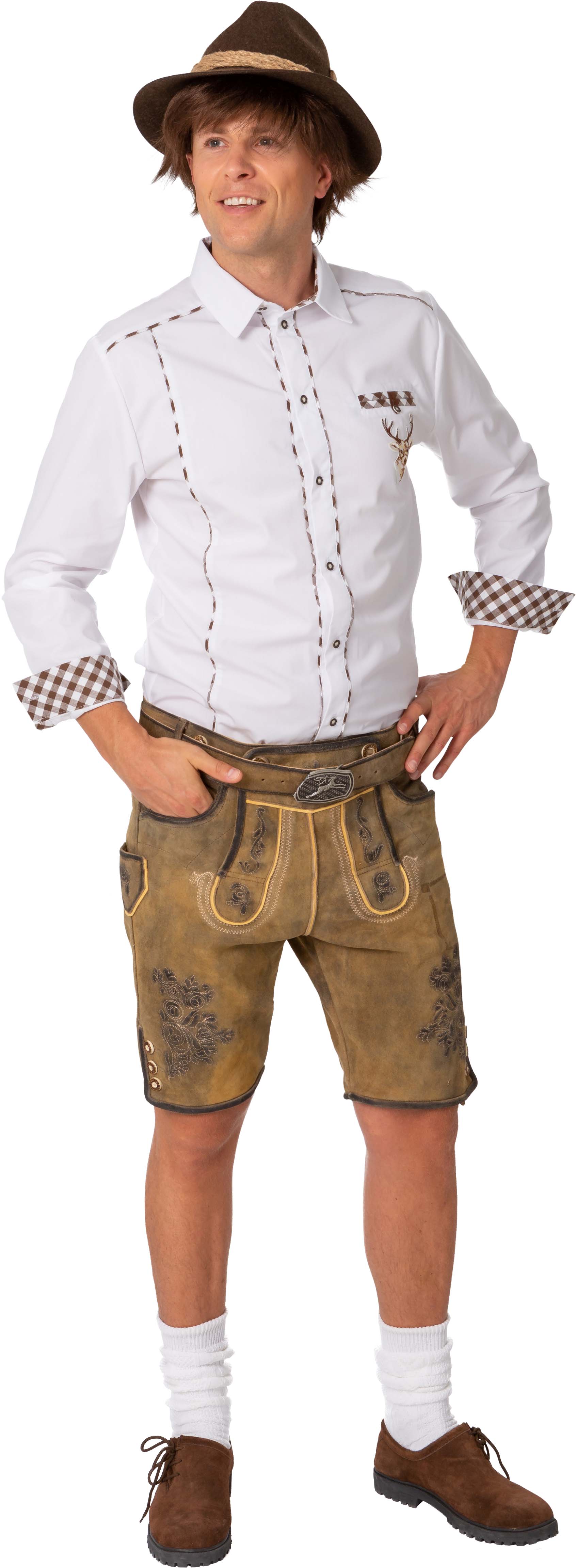 Pantalon en cuir, marron foncé antique