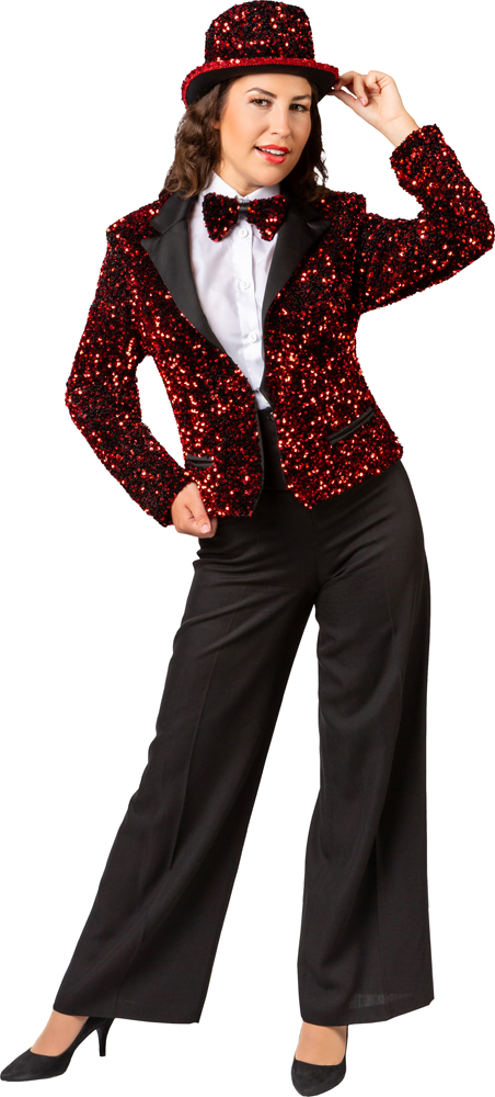 Veste à paillettes pour dames, rouge 