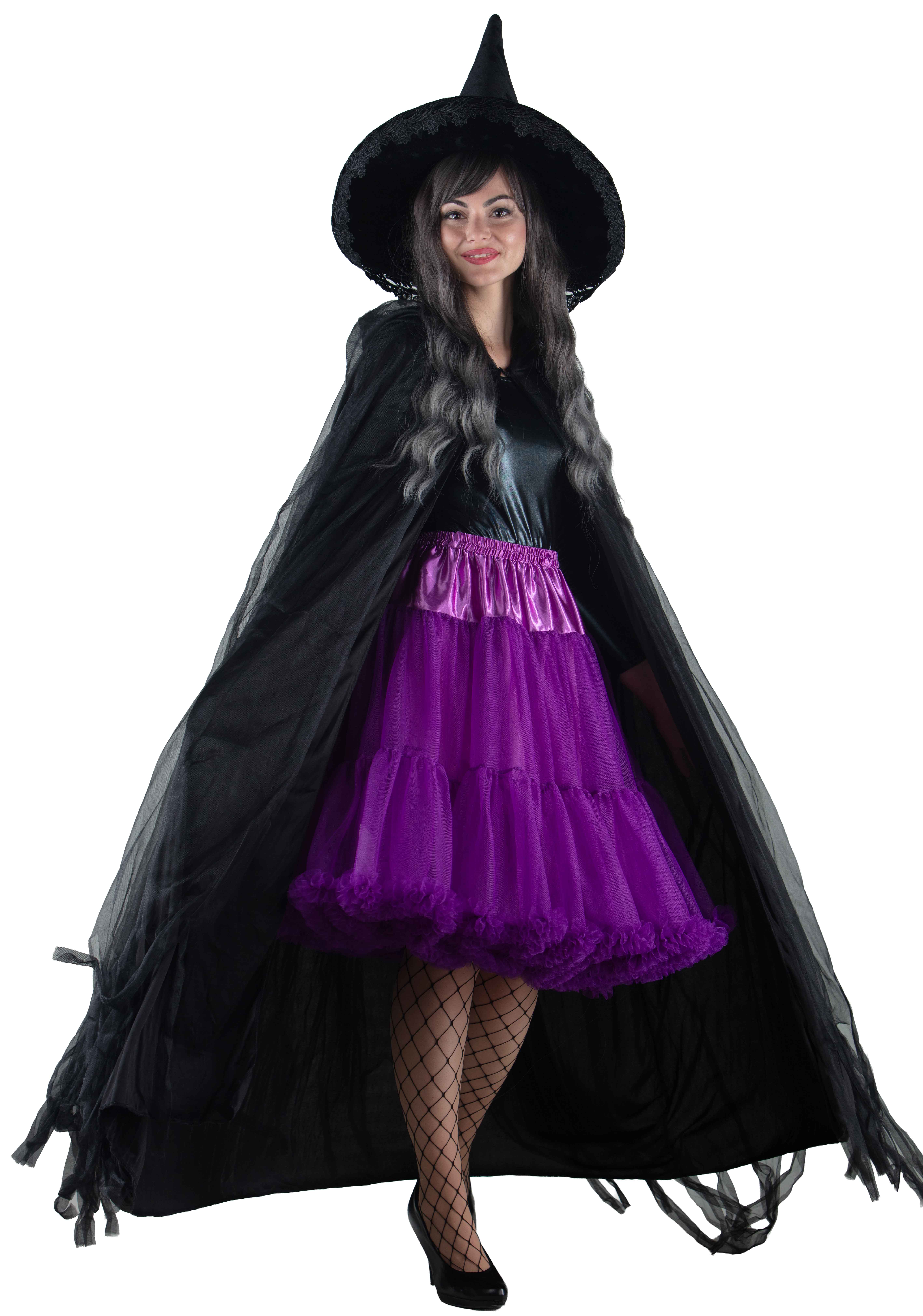 Umhang mit Tüll, schwarz 