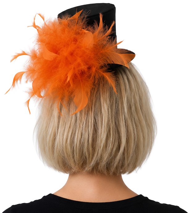 Minihut mit Blumenschmuck, schwarz-orange
