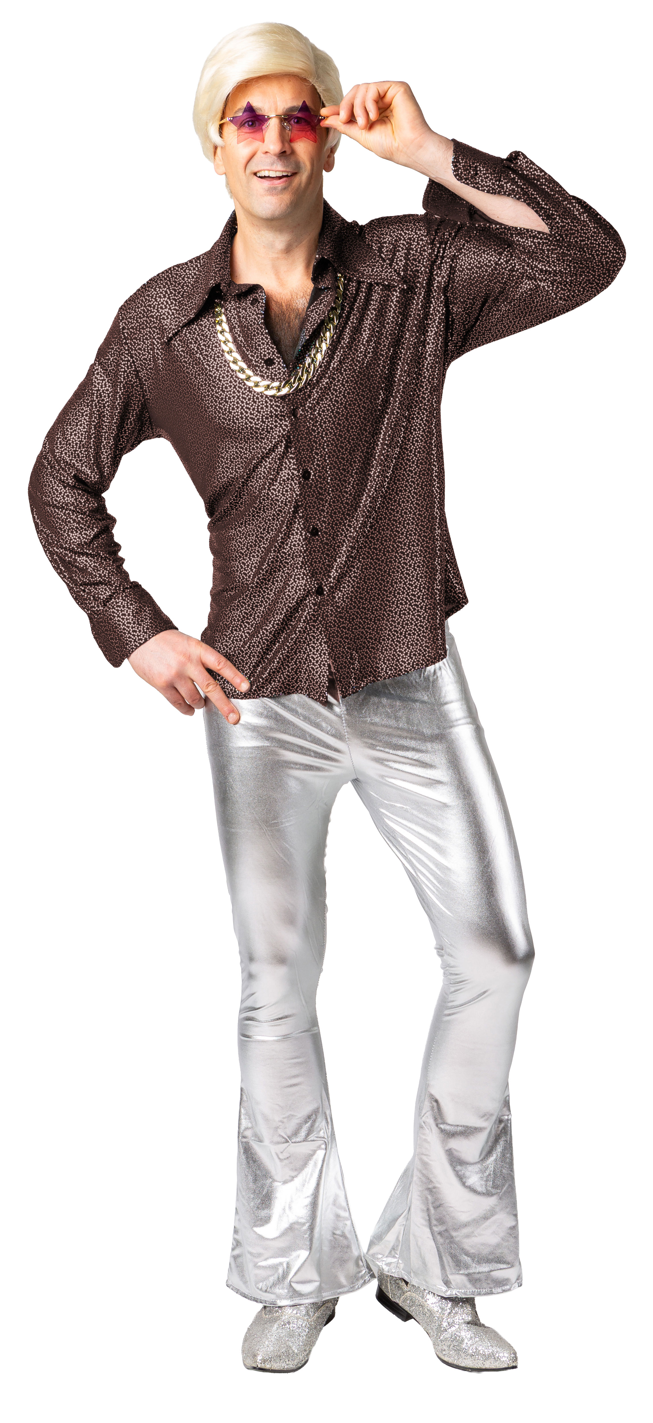 Hemd mit Glitzerdruck, kupfer 