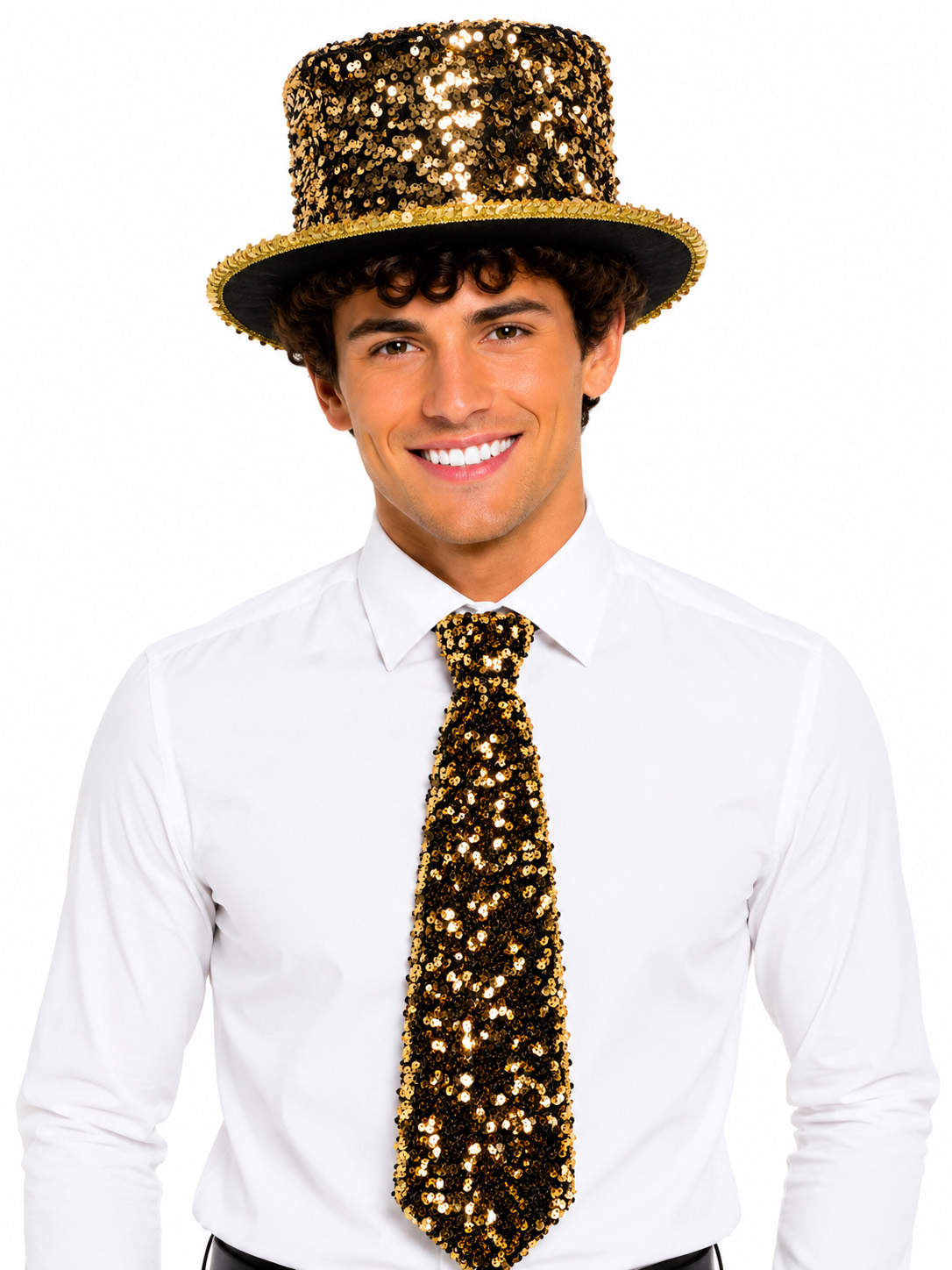 Krawatte Pailletten Premium, gold