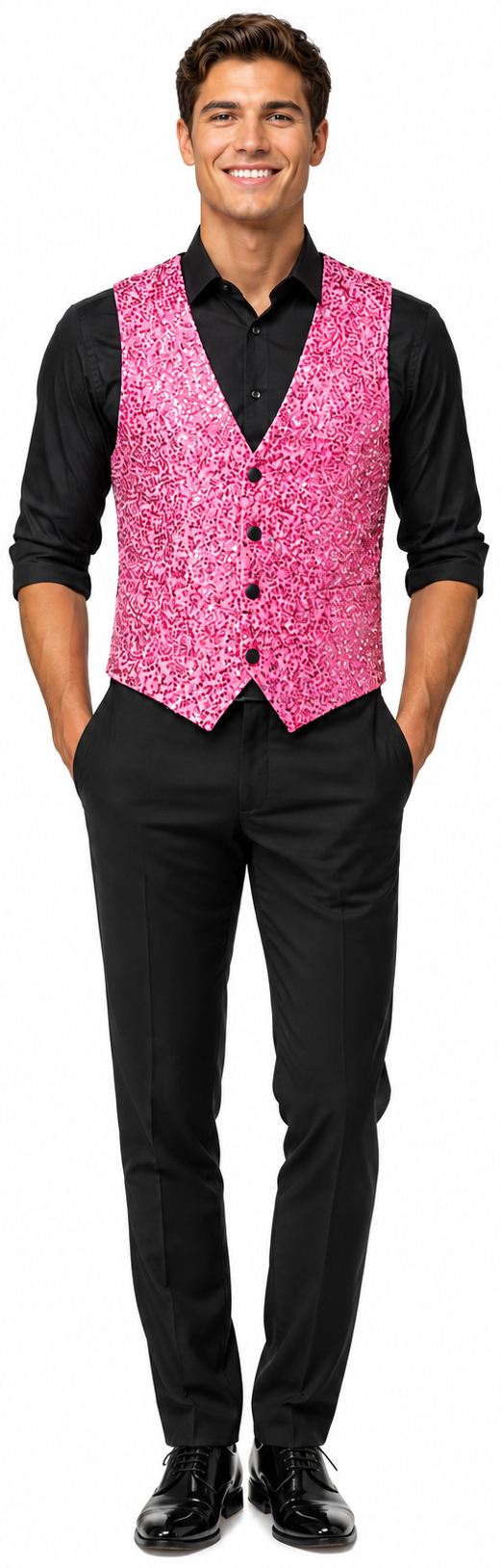 Gilet à paillettes, rosé