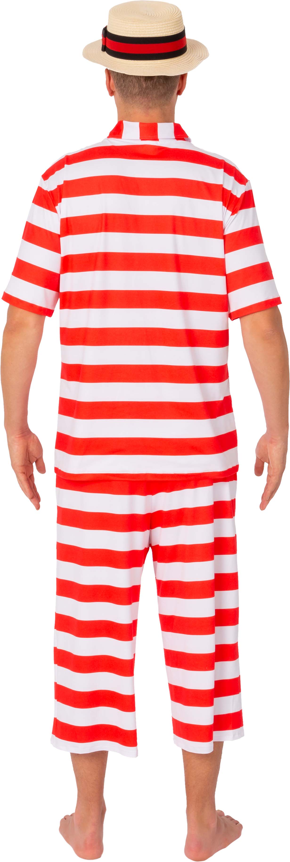 Swimming dress retro, red and white striped, men