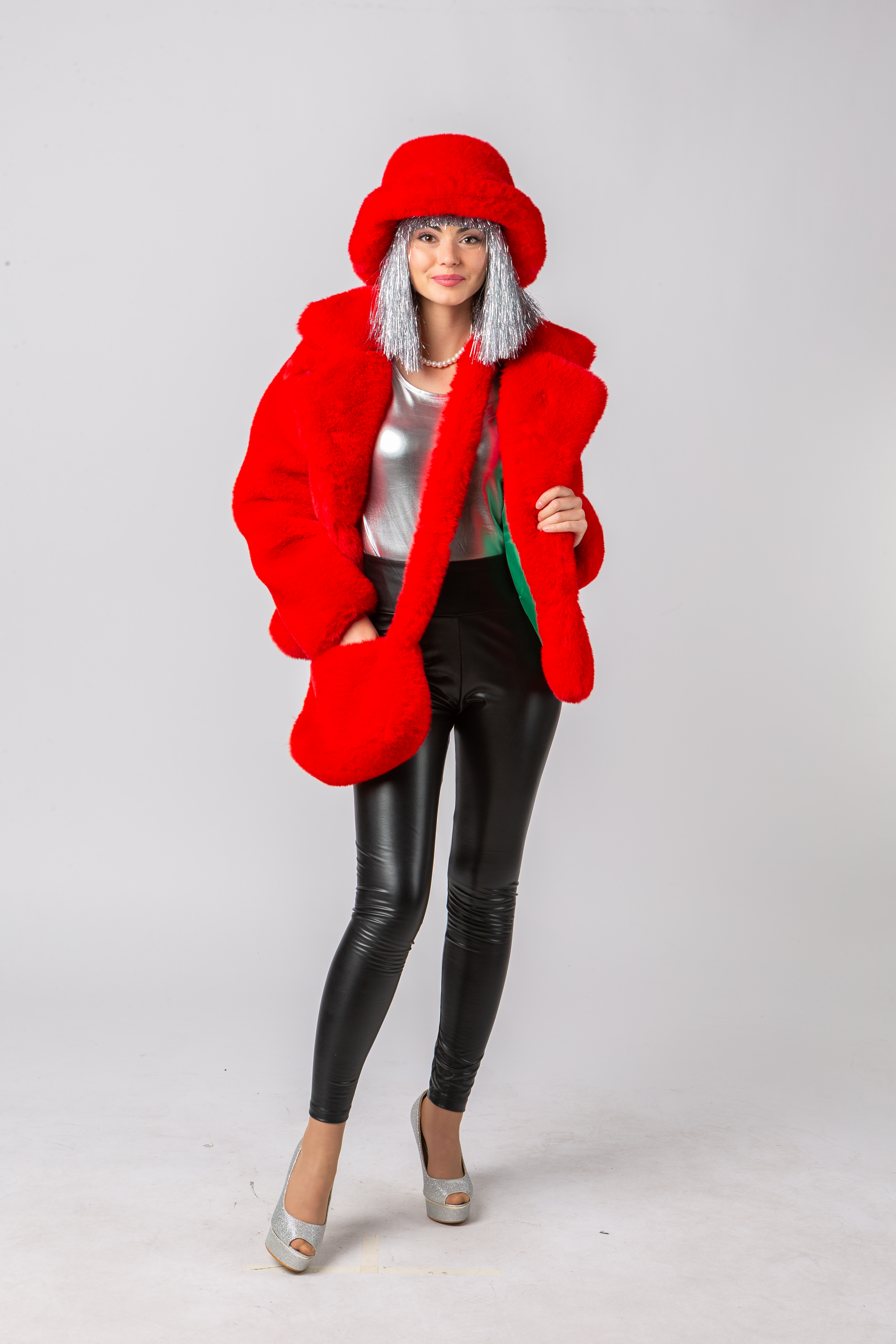 Veste en peluche, rouge