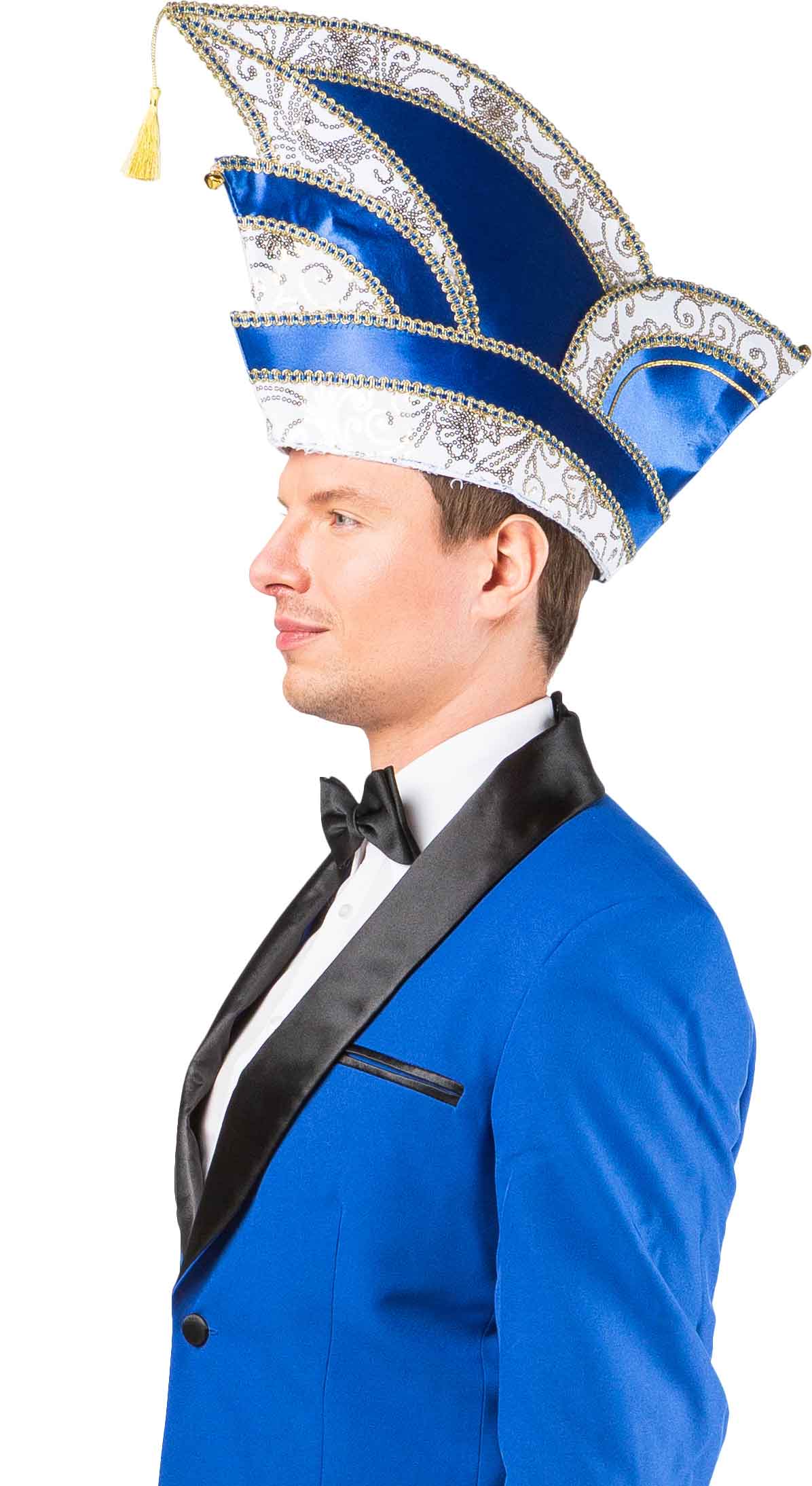 Casquette de comité à paillettes, bleu/blanc