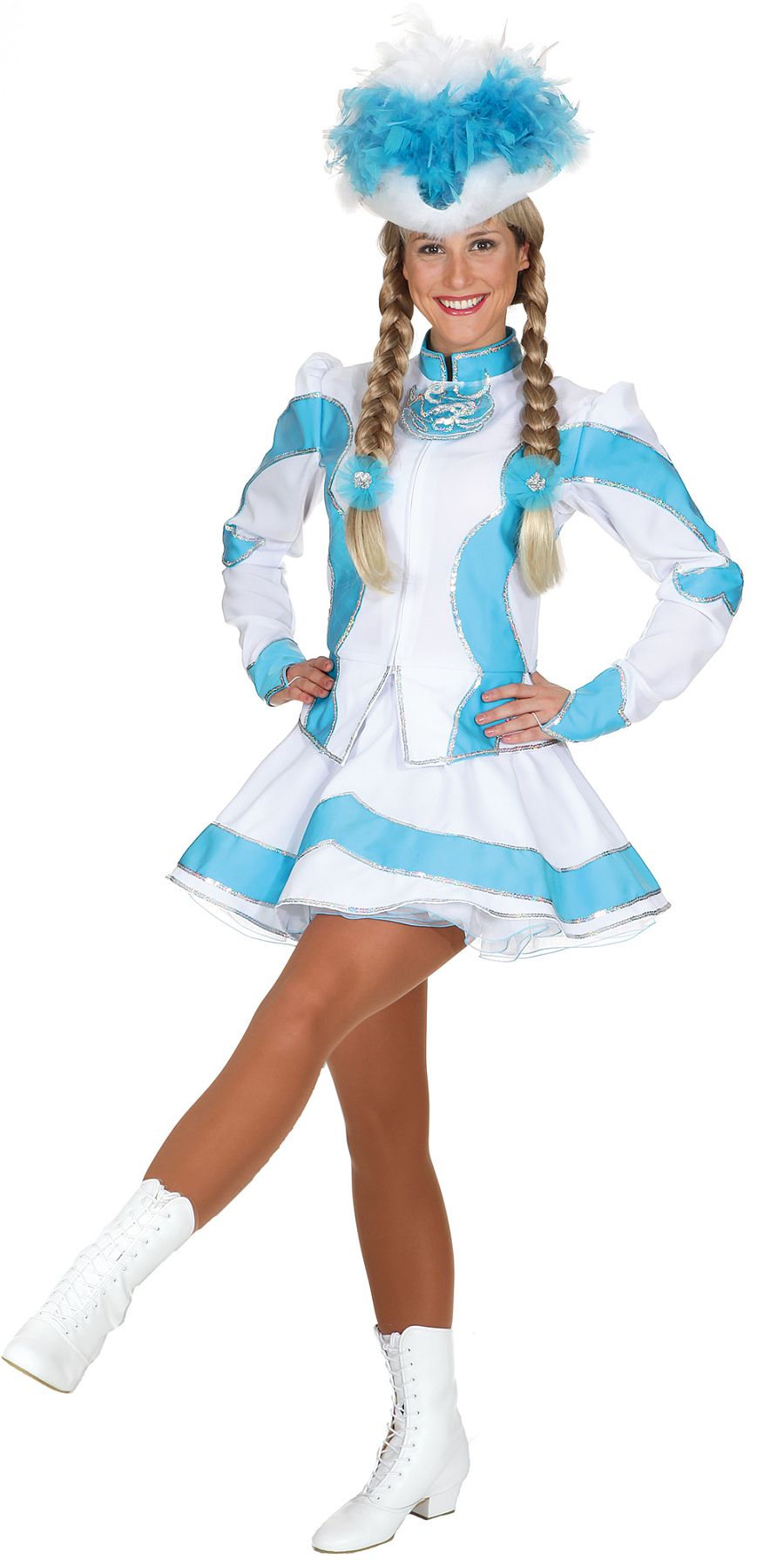 Spark costume, turquoise-white with hologram silver trim