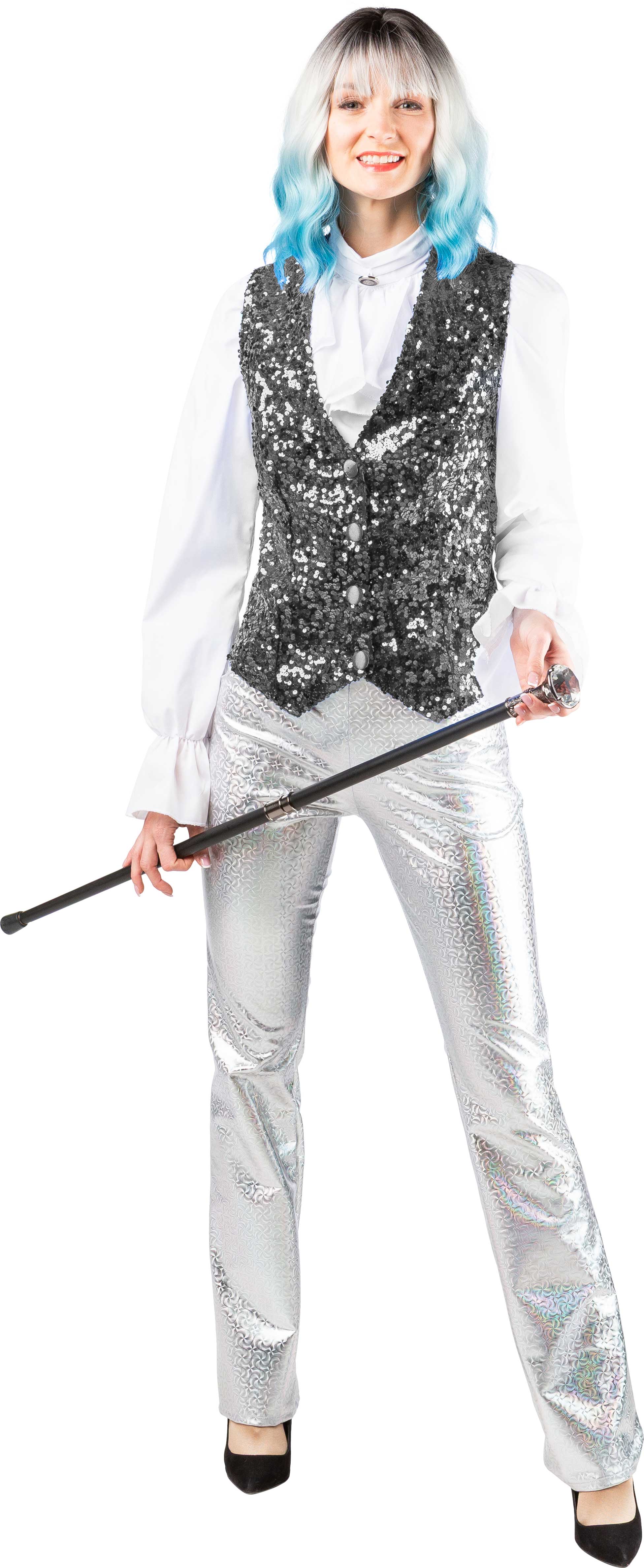 Weste Pailletten Dame, silber