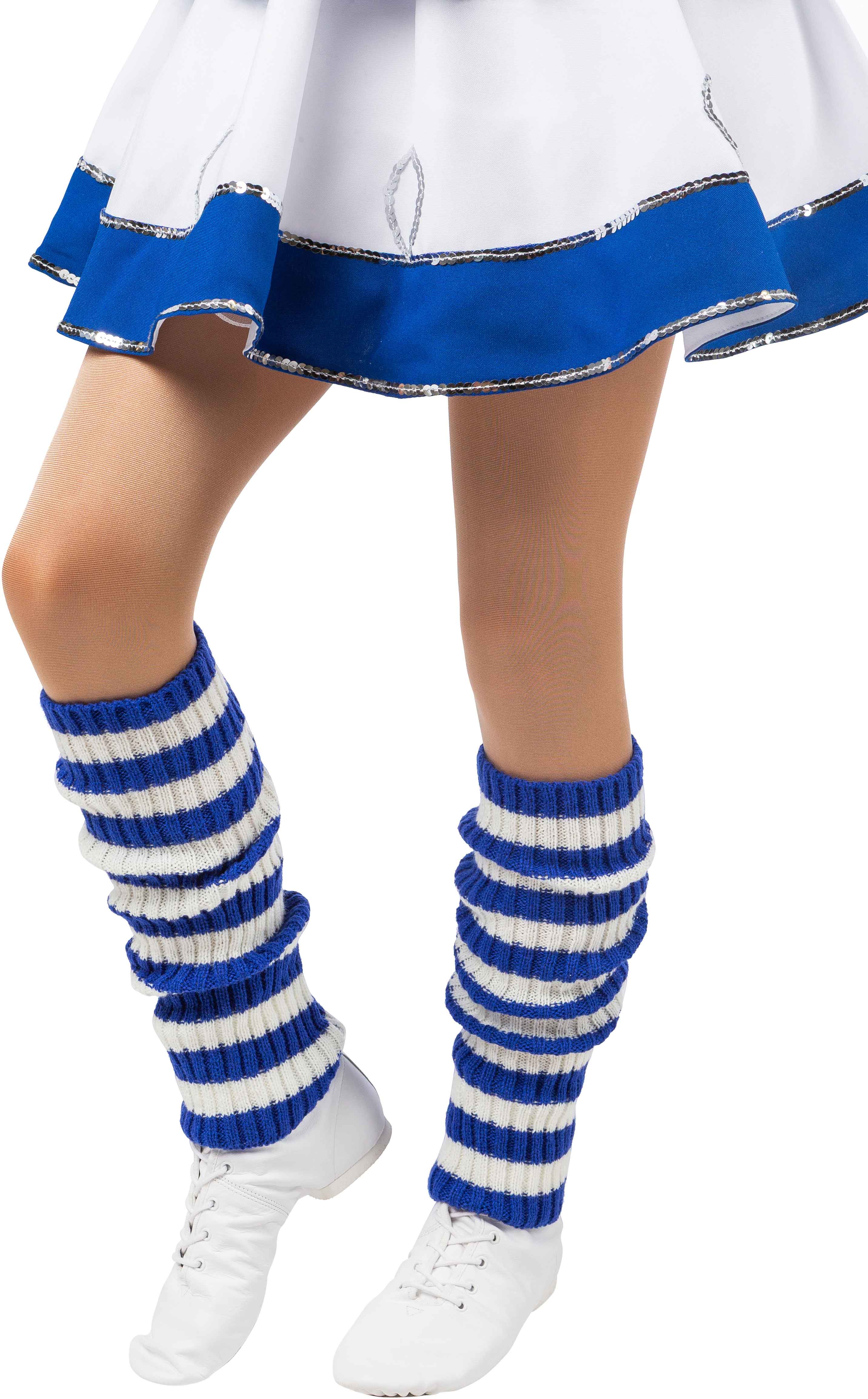 Beinstulpen, Strick, 40cm, blau-weiß
