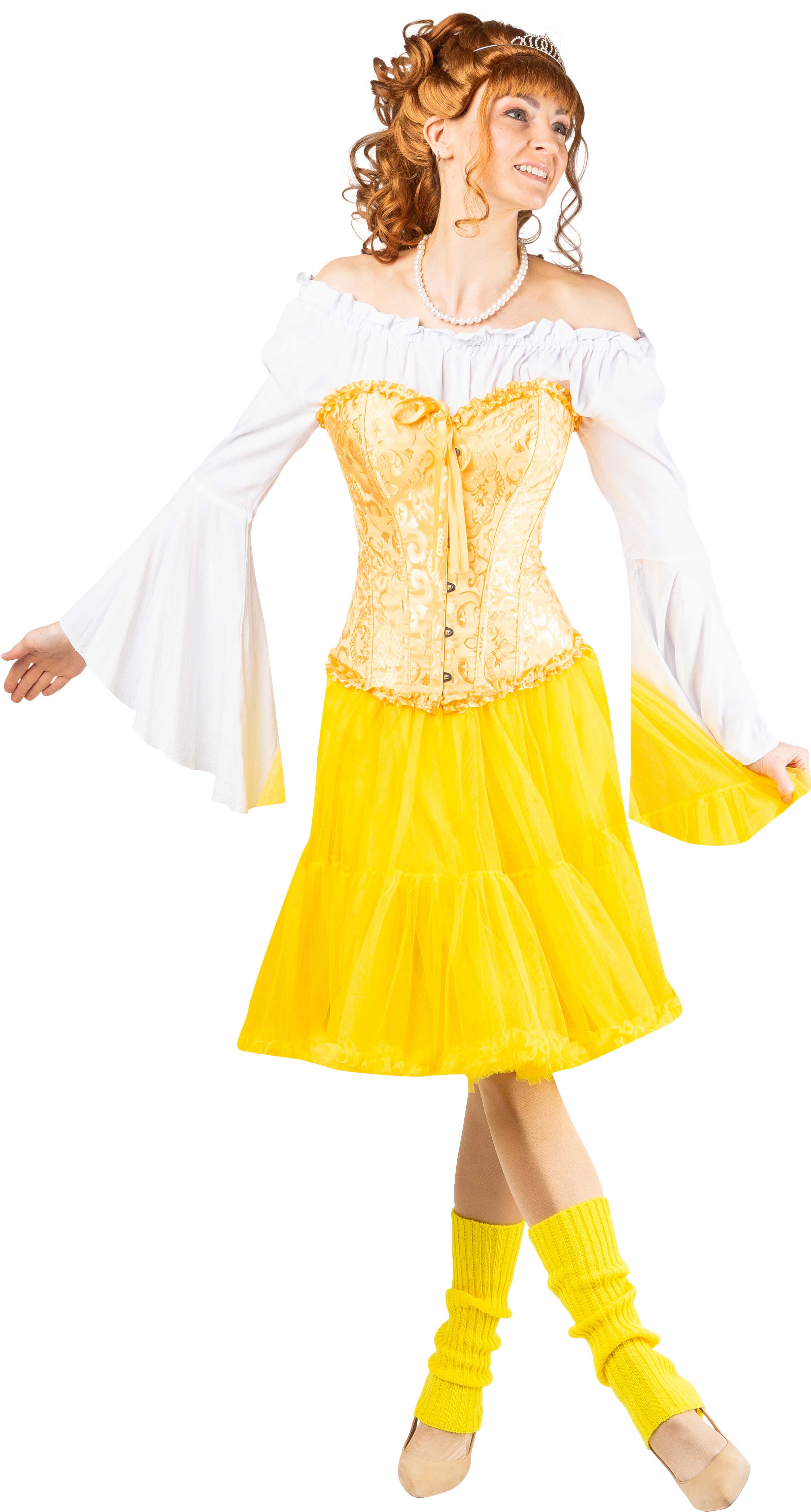 Leg warmers, knitted, 40cm, yellow