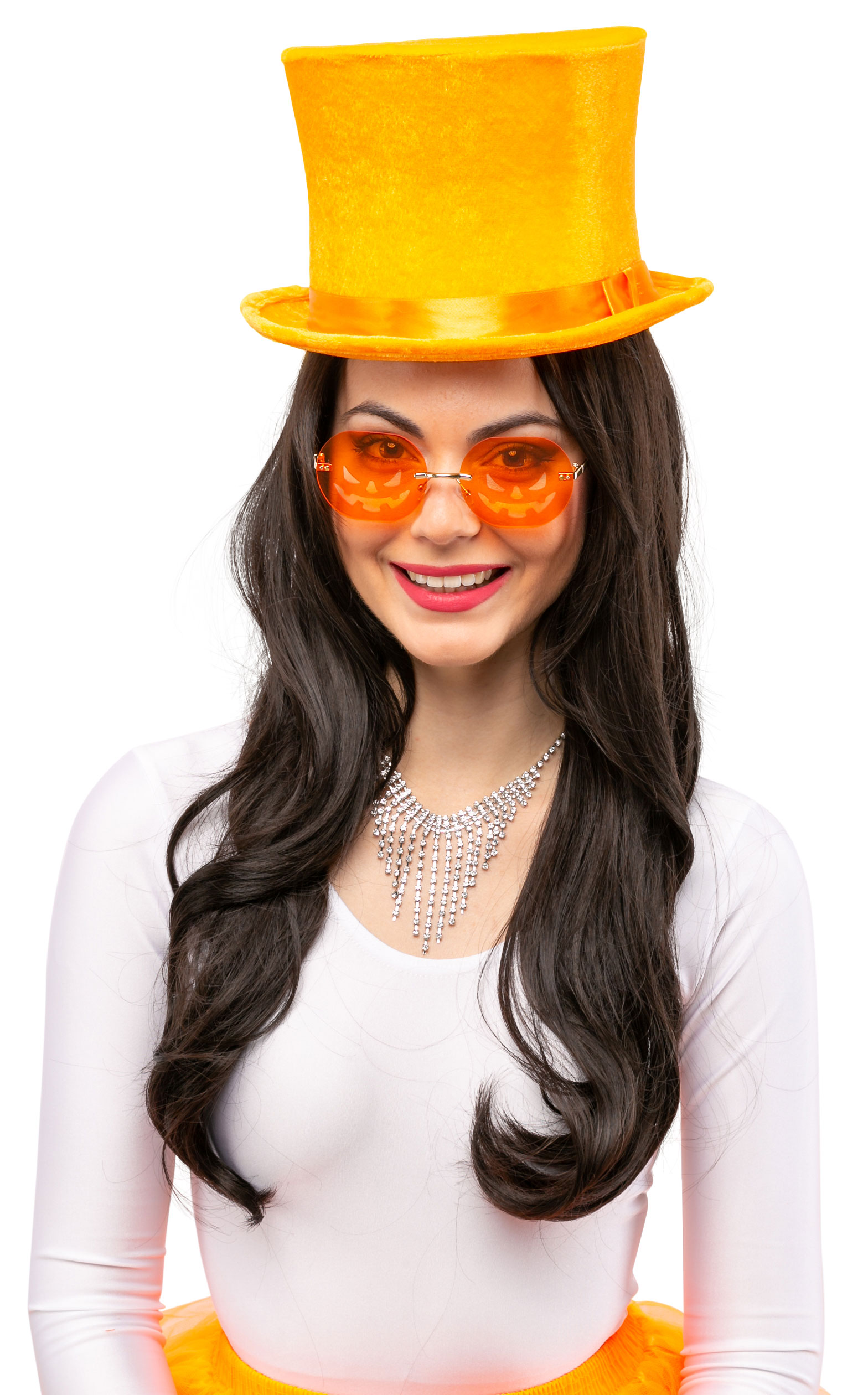 Chapeau en velours orange - hauteur 15,5 cm