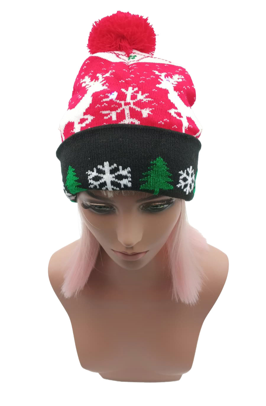 Bommelmütze rot Rentier