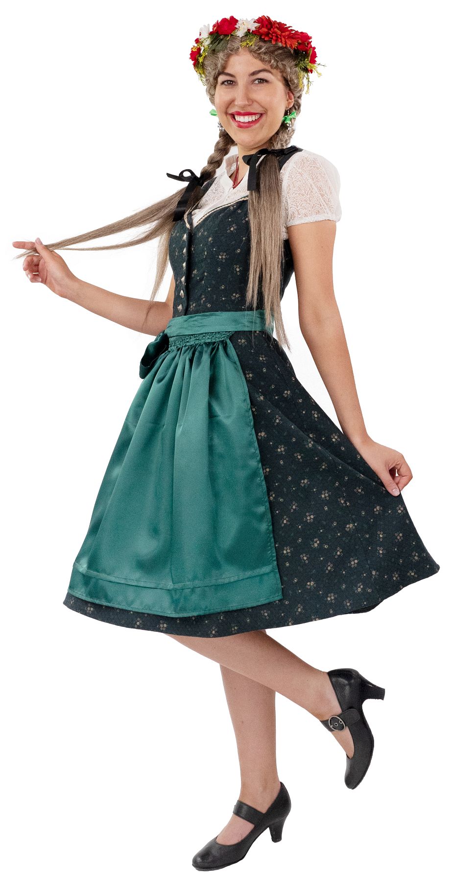 Dirndl Midi mit grüner Schürze