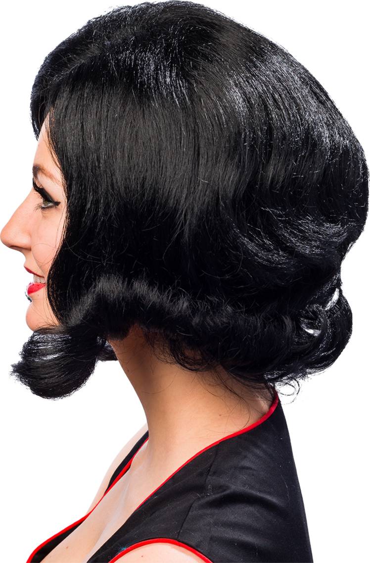 50s Bob wig with side split, black