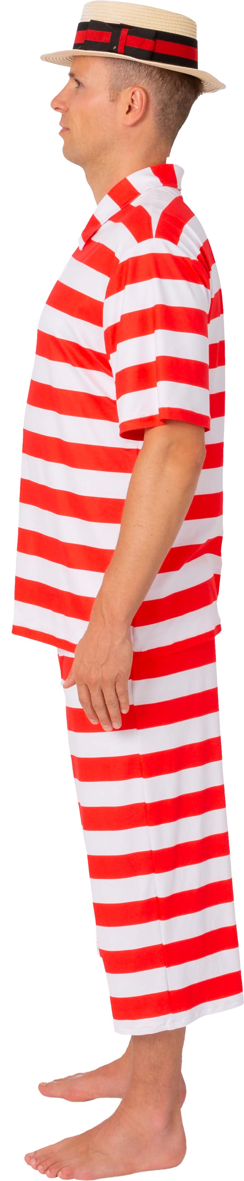 Swimming dress retro, red and white striped, men