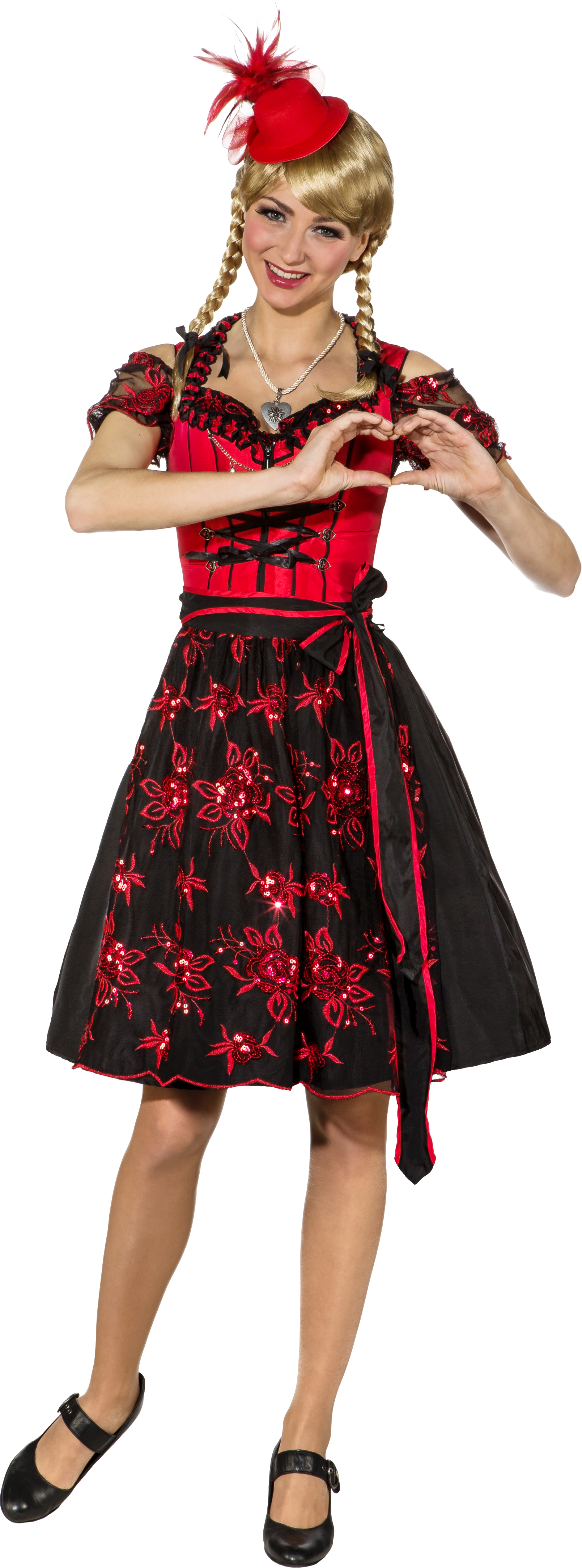 Dirndl midi rot-schwarz