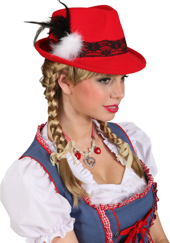Chapeau bavarois rouge pour dames