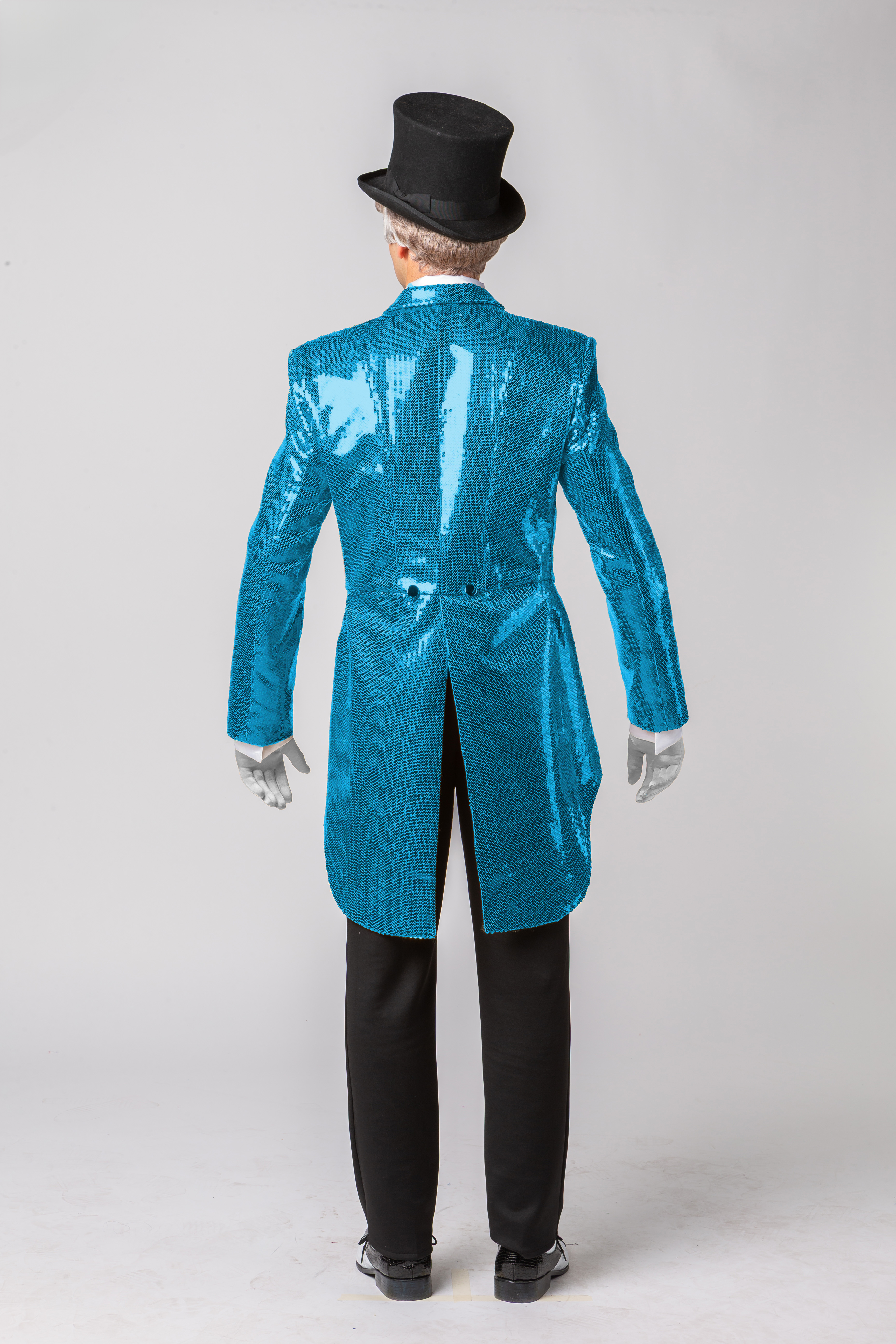 Men's tailcoat with sequins, turquoise