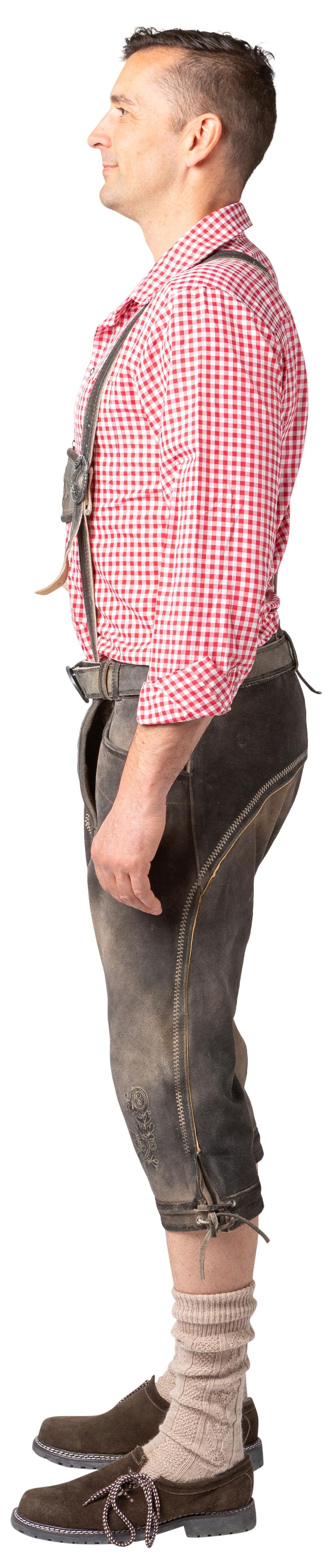 Kniebundlederhose Rindsleder, steingrau 