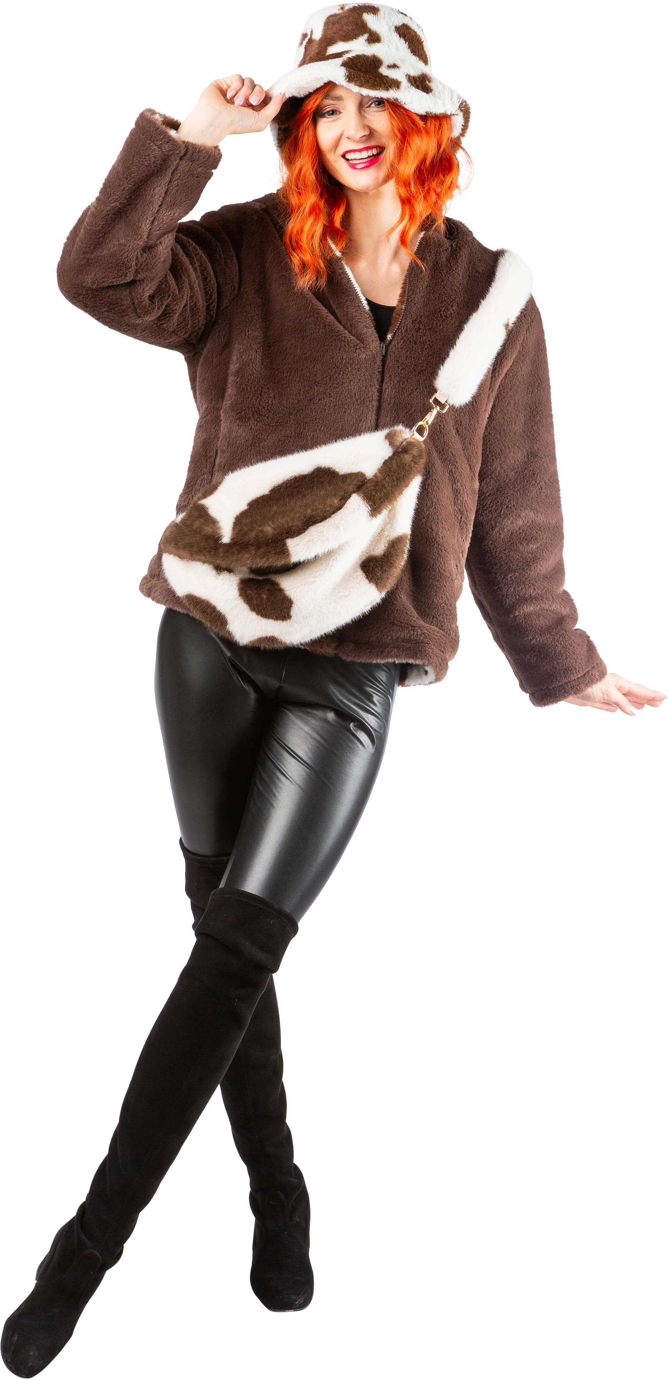 Veste réversible vache, marron/blanc