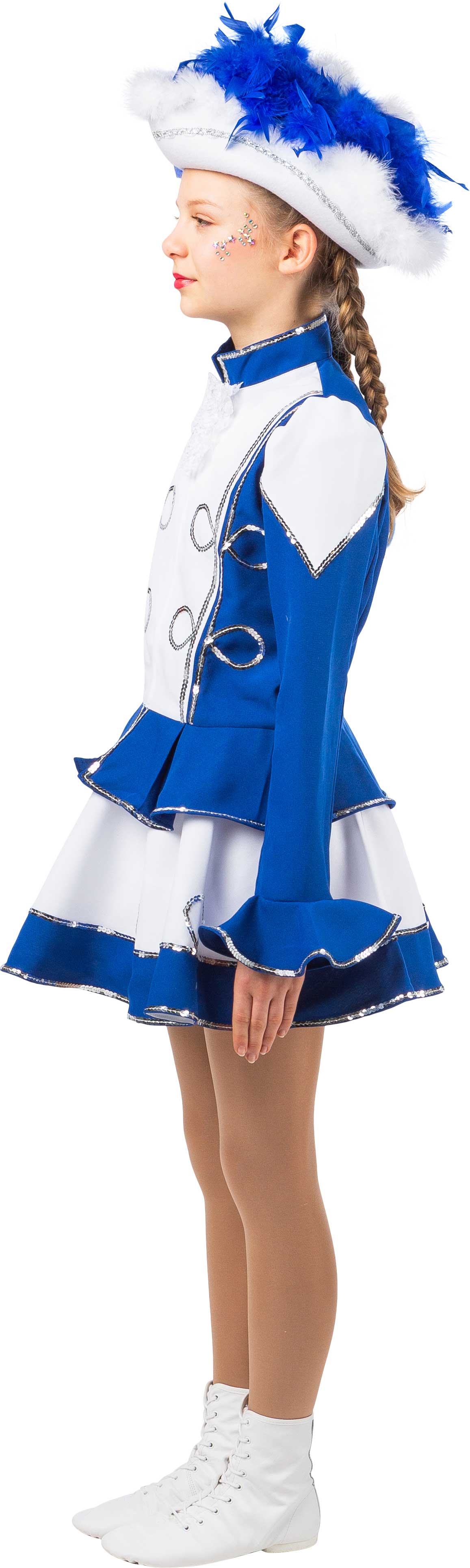 Sparkl costume, blue-white with silver trim