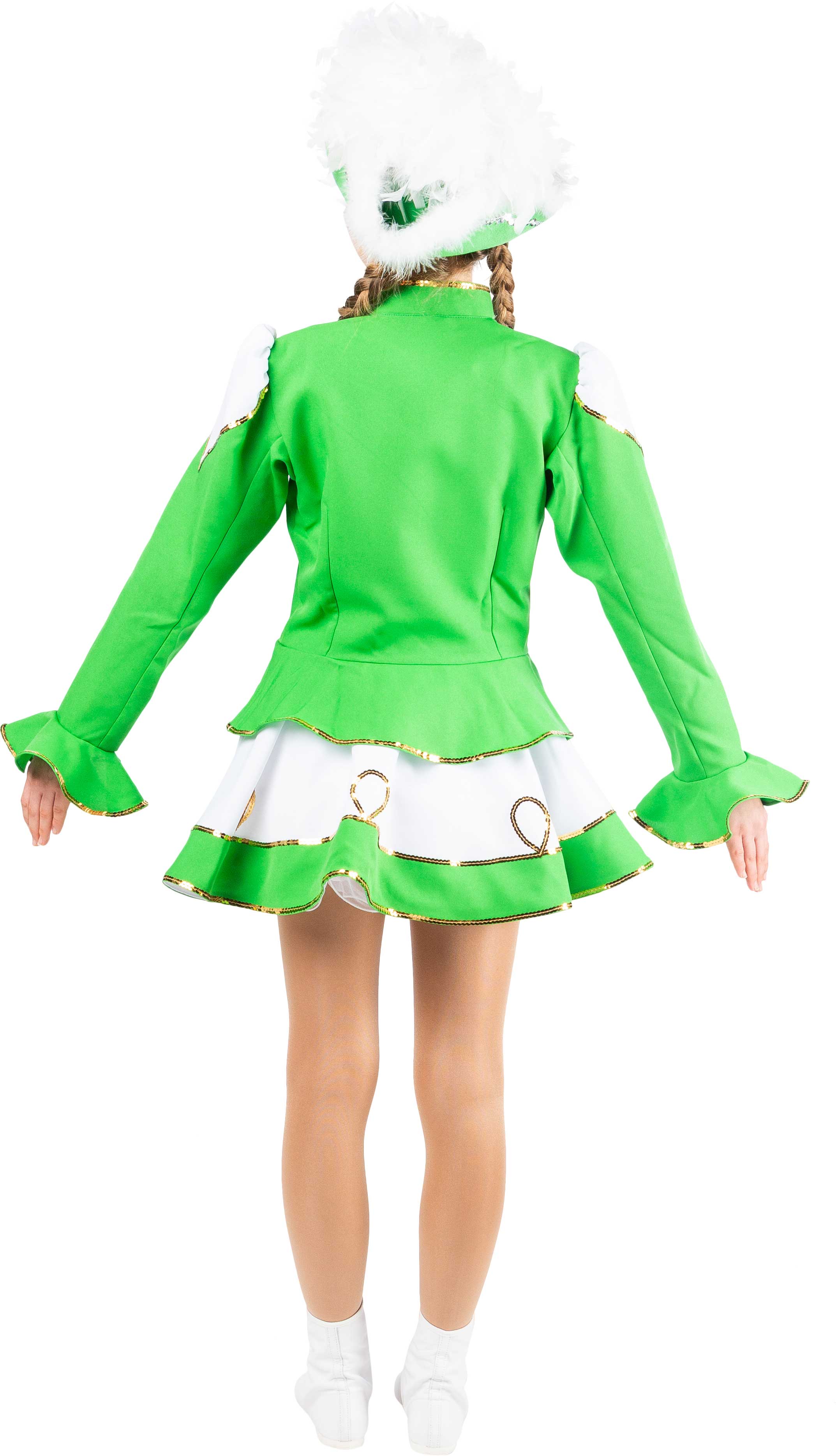 Sparkl costume, green-white with gold trim