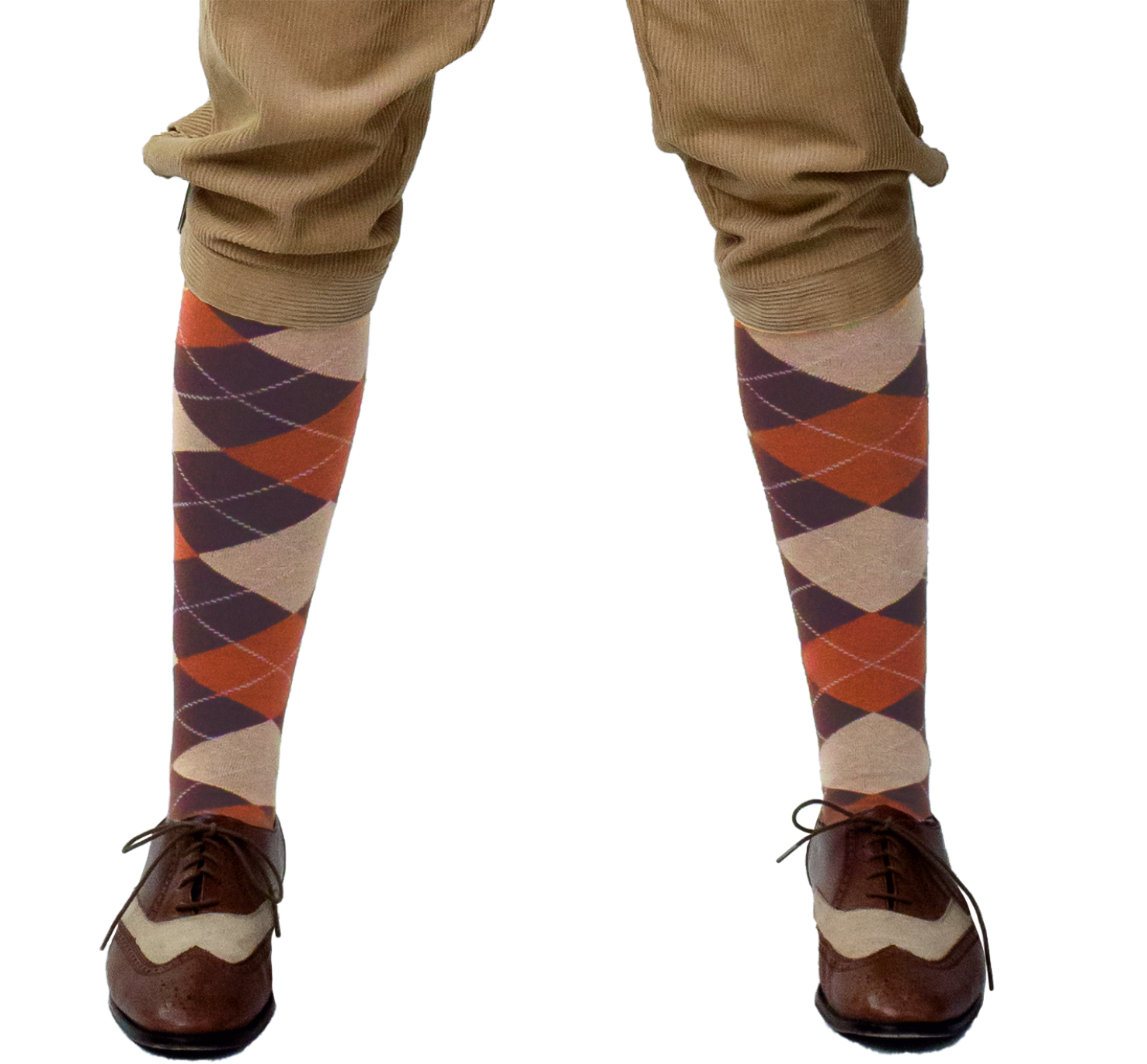 Knee socks rhombus, beige / brown