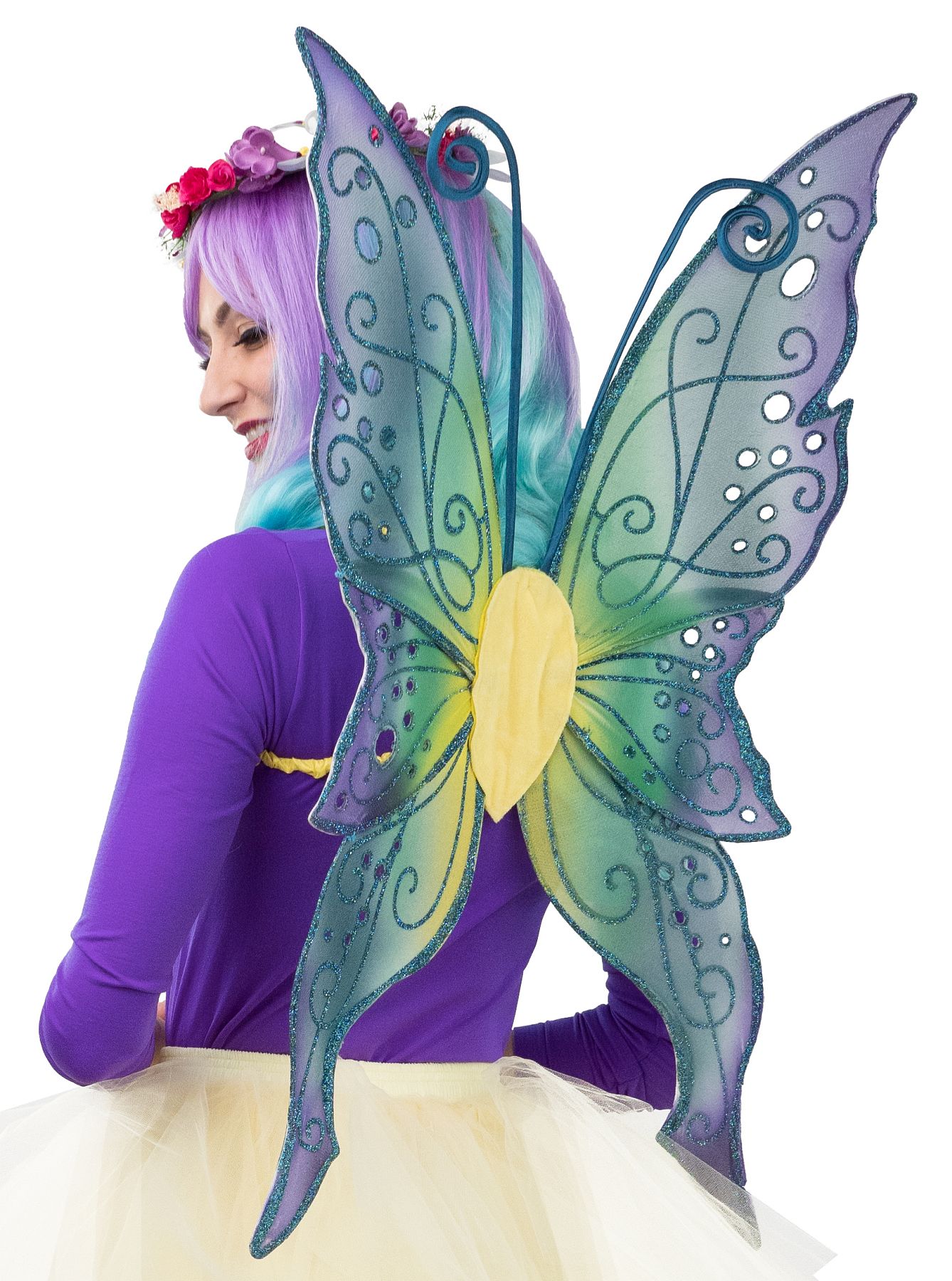 Butterfly wings, green-purple