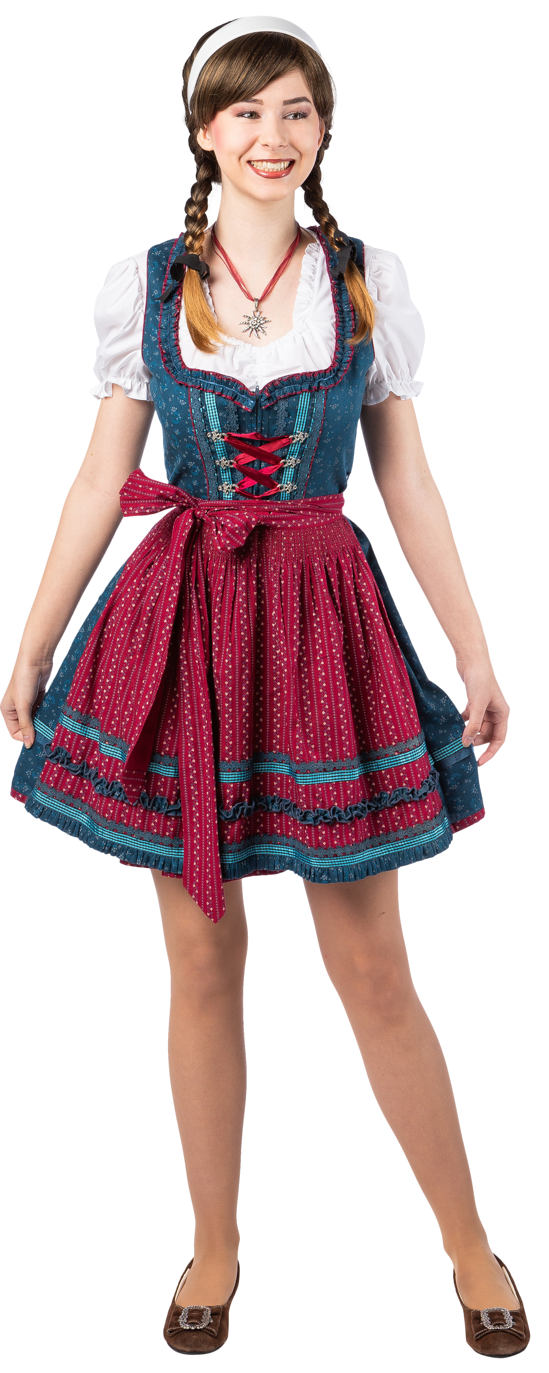 Dirndl ''Valentina'' blau-rot 38