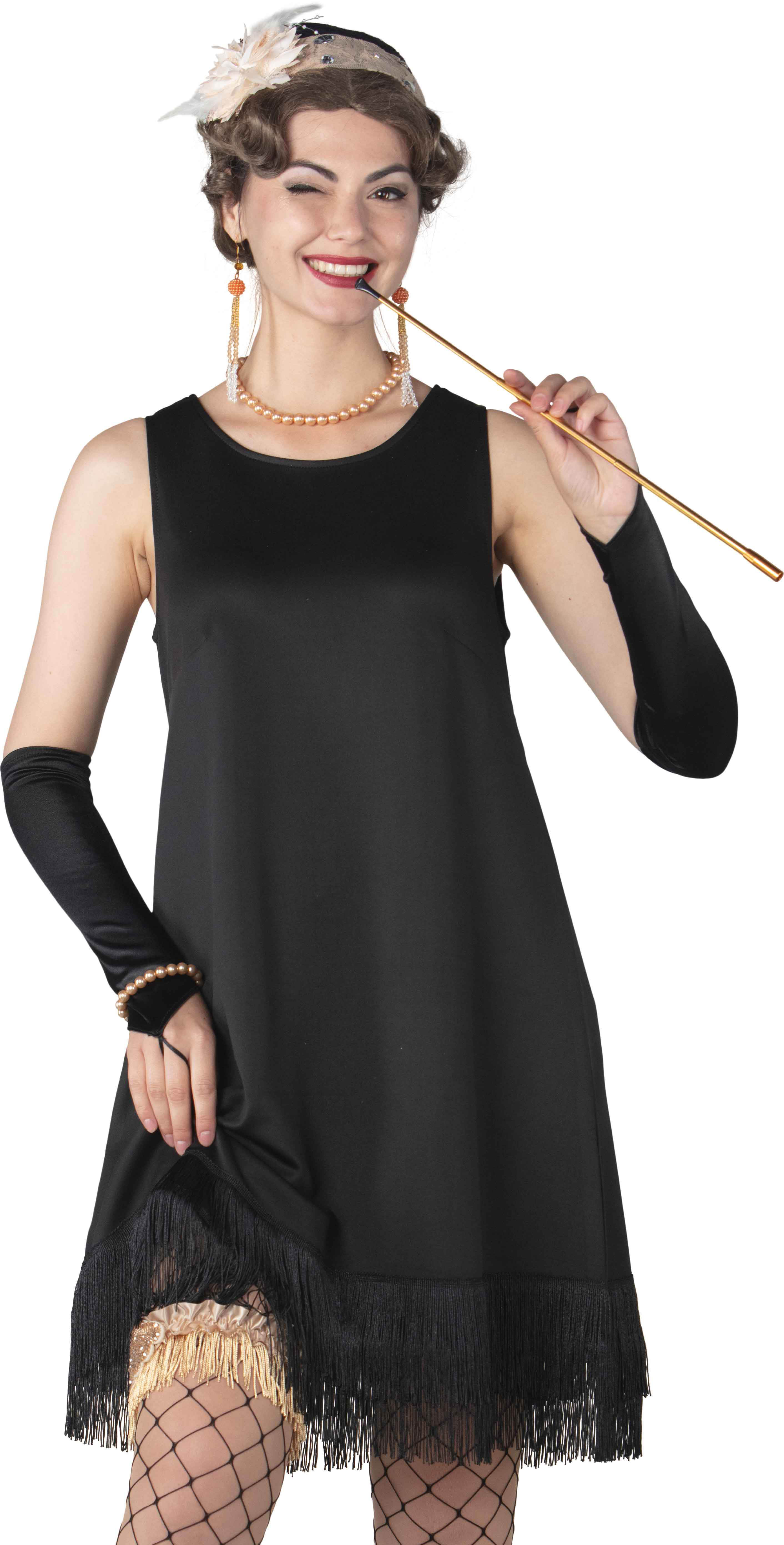 20er Jahre Kleid, schwarz mit Franse