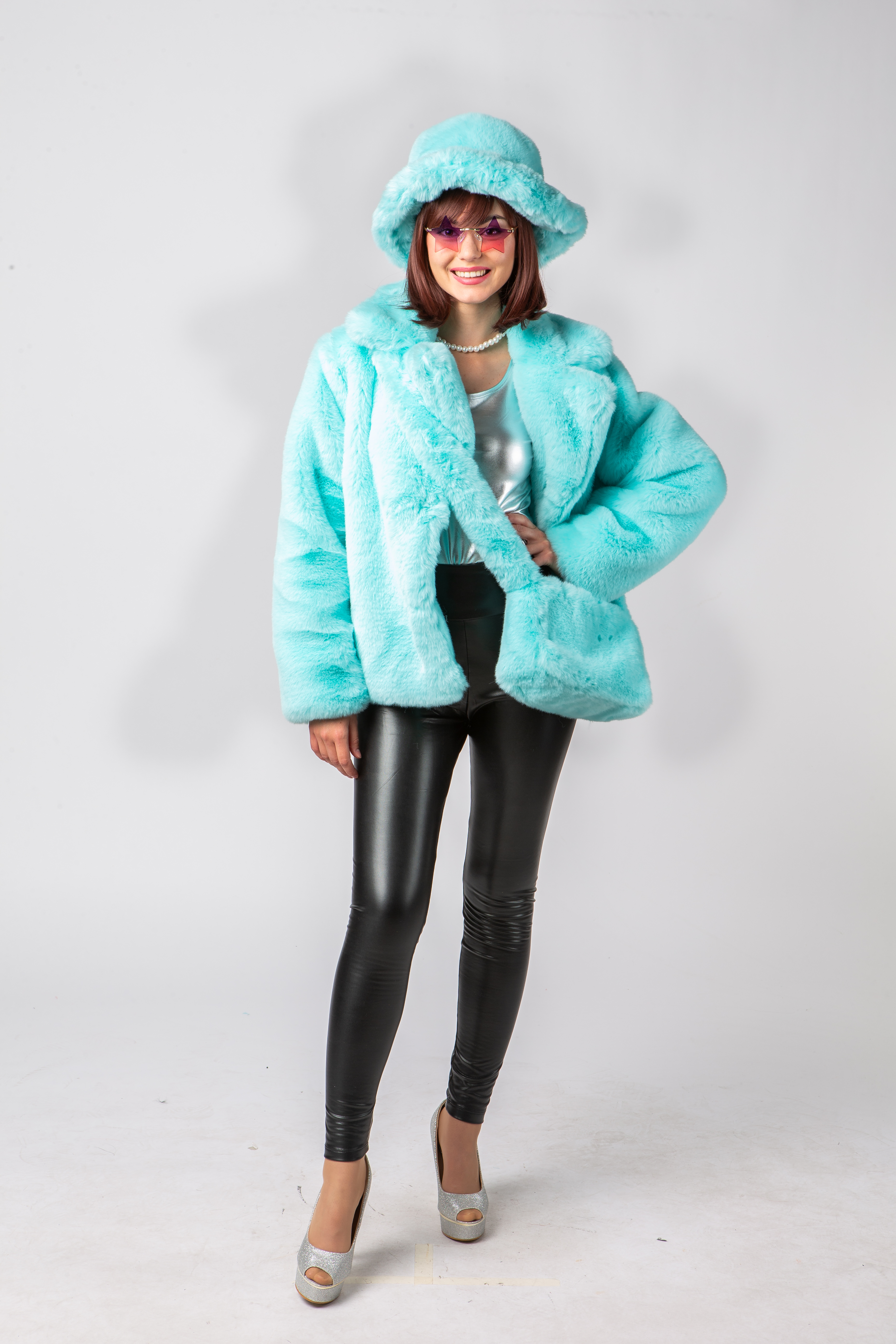 Plüschjacke, mintfarben