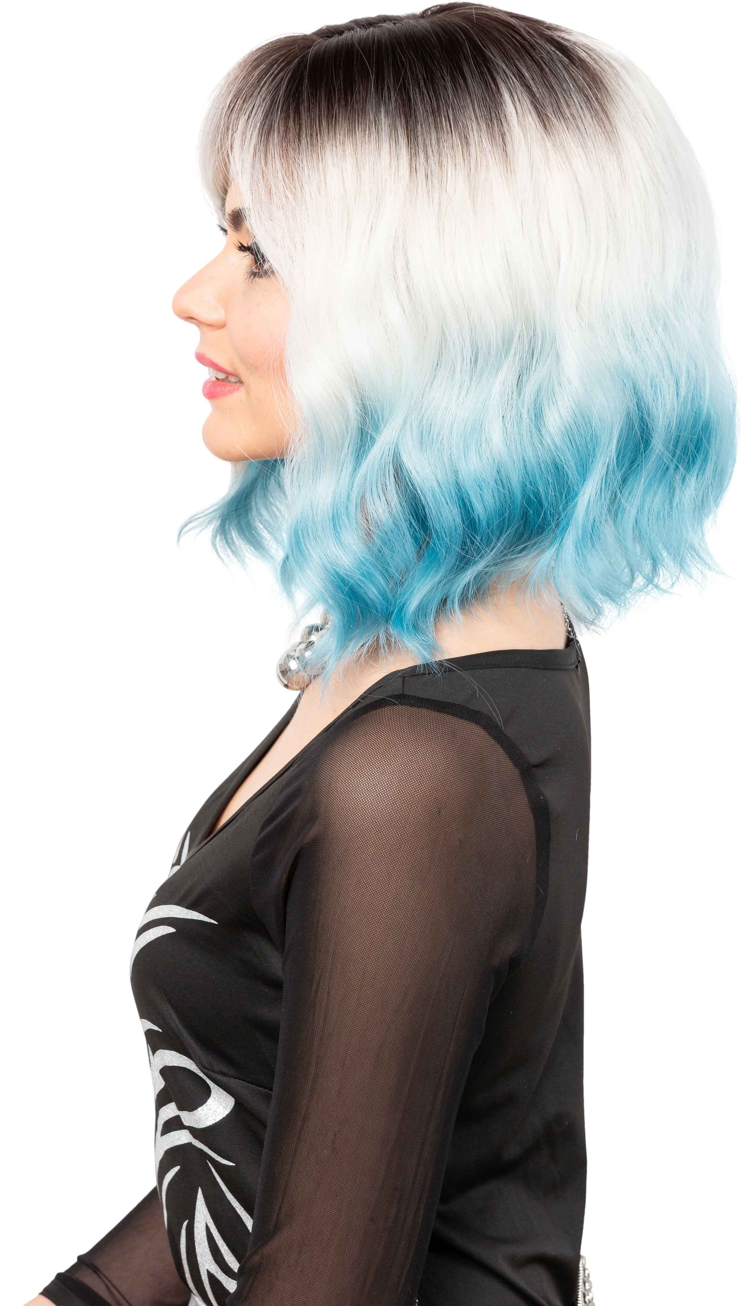 Carrington wig, turquoise