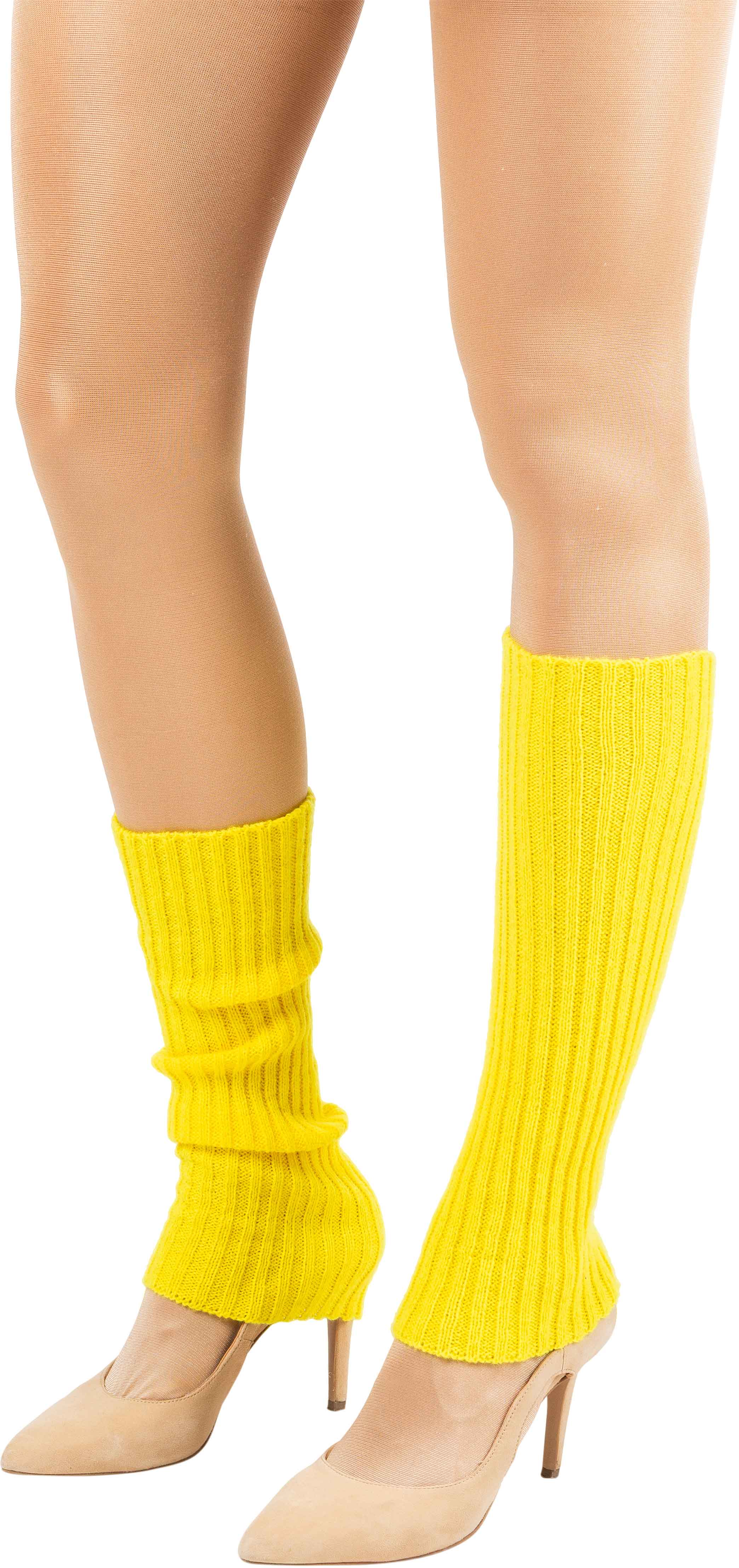 Leg warmers, knitted, 40cm, yellow