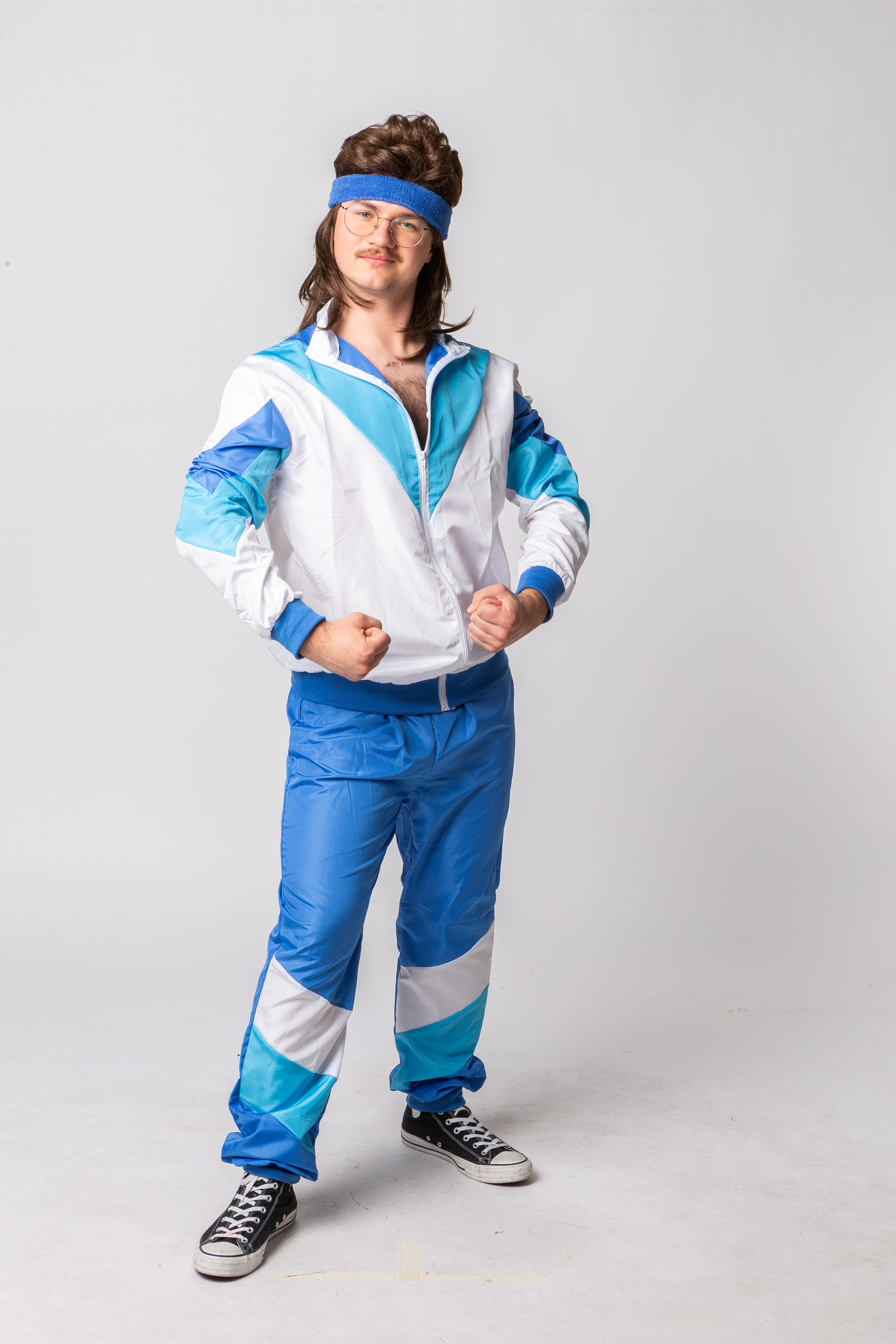 Jogging Anzug weiß-blau 